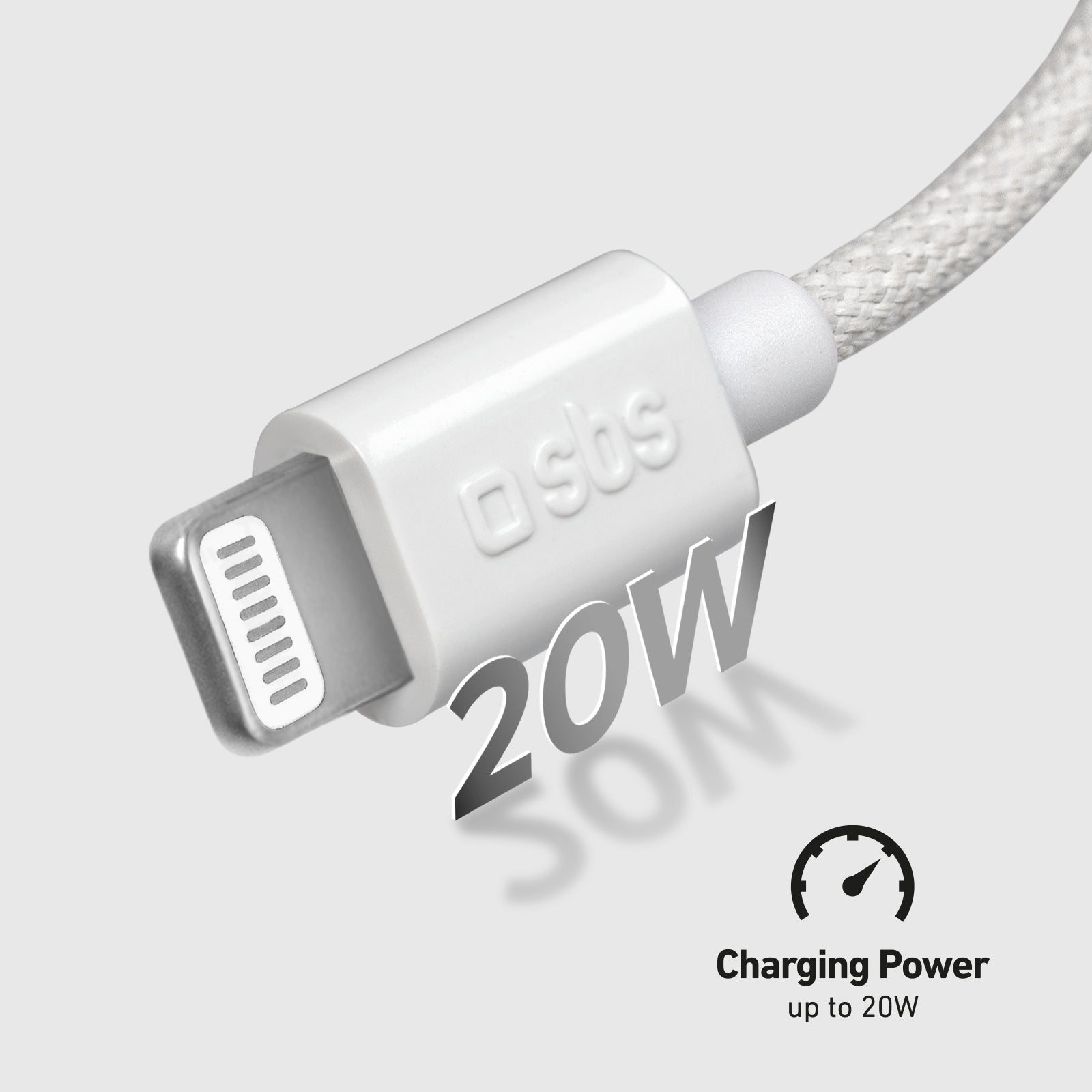 Câble USB-A - Lightning en tissu avec serre-câble, 1,5 m