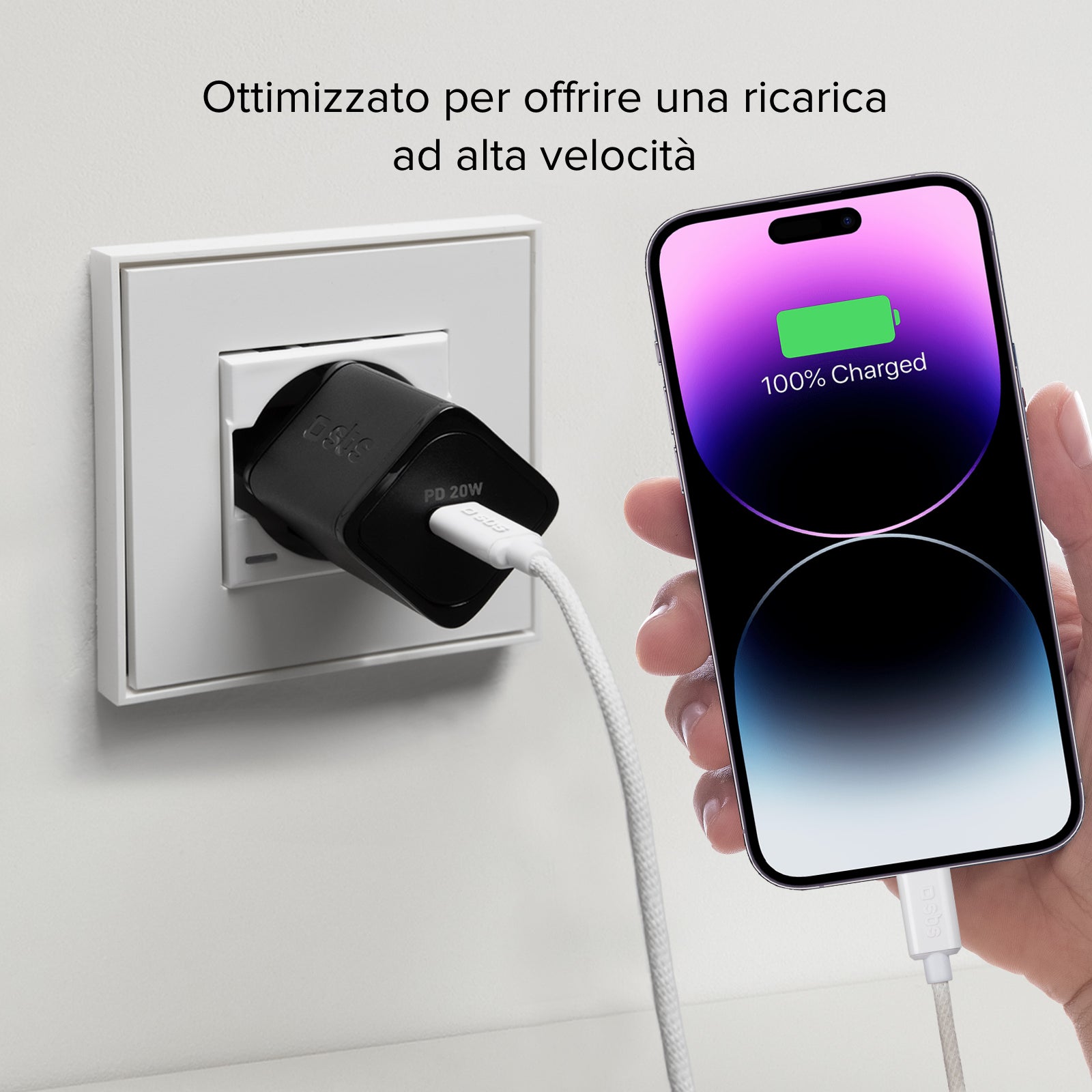 Câble USB-A - Lightning en tissu avec serre-câble, 1,5 m