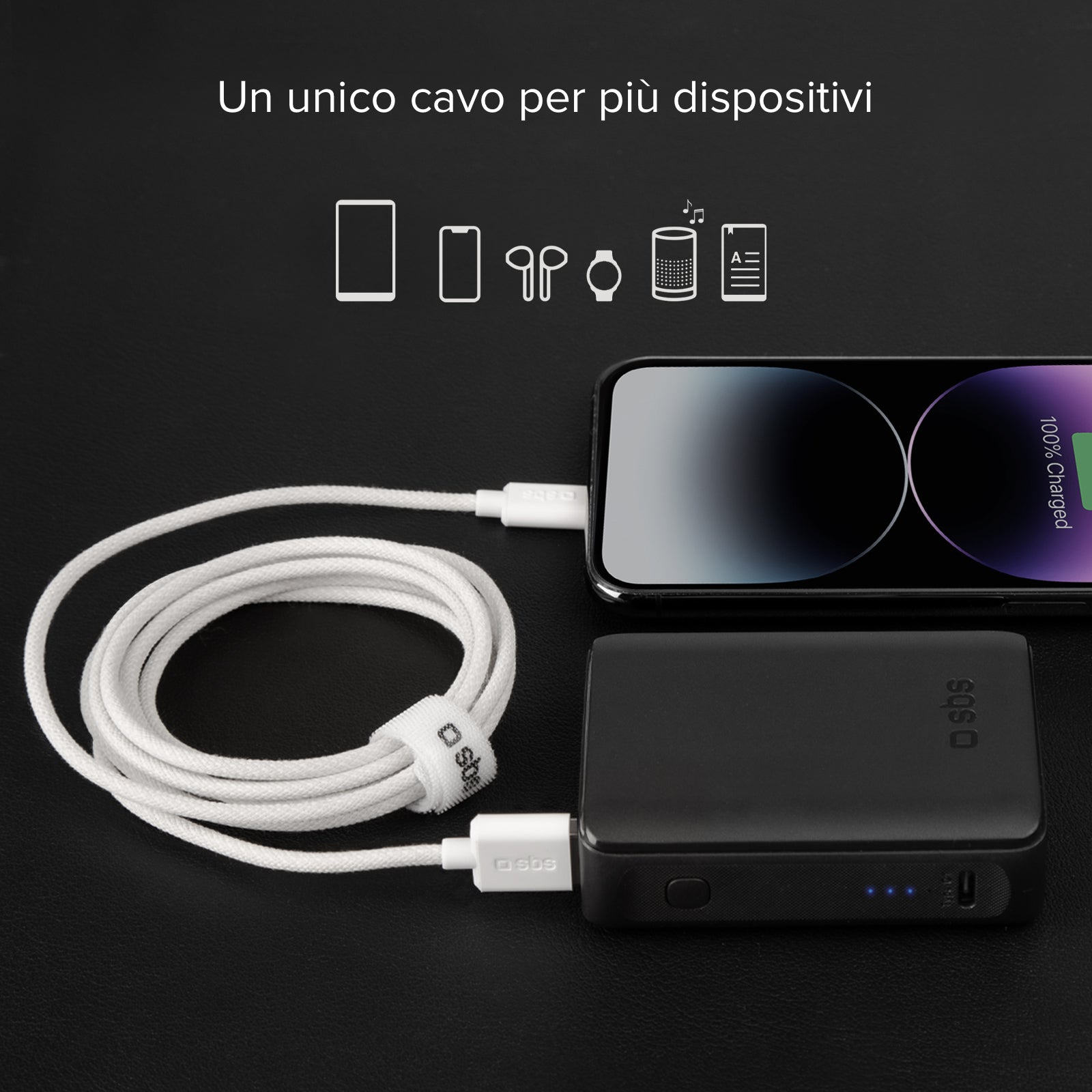 Cavo USB-A - Lightning in tessuto con fermacavo, 1.5 metri