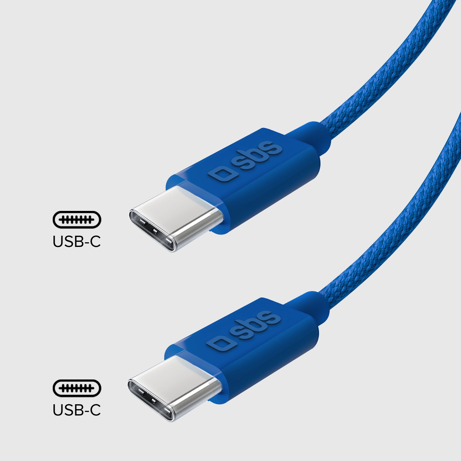 Câble textile USB-C - USB-C avec serre-câble, 1,5 mètre