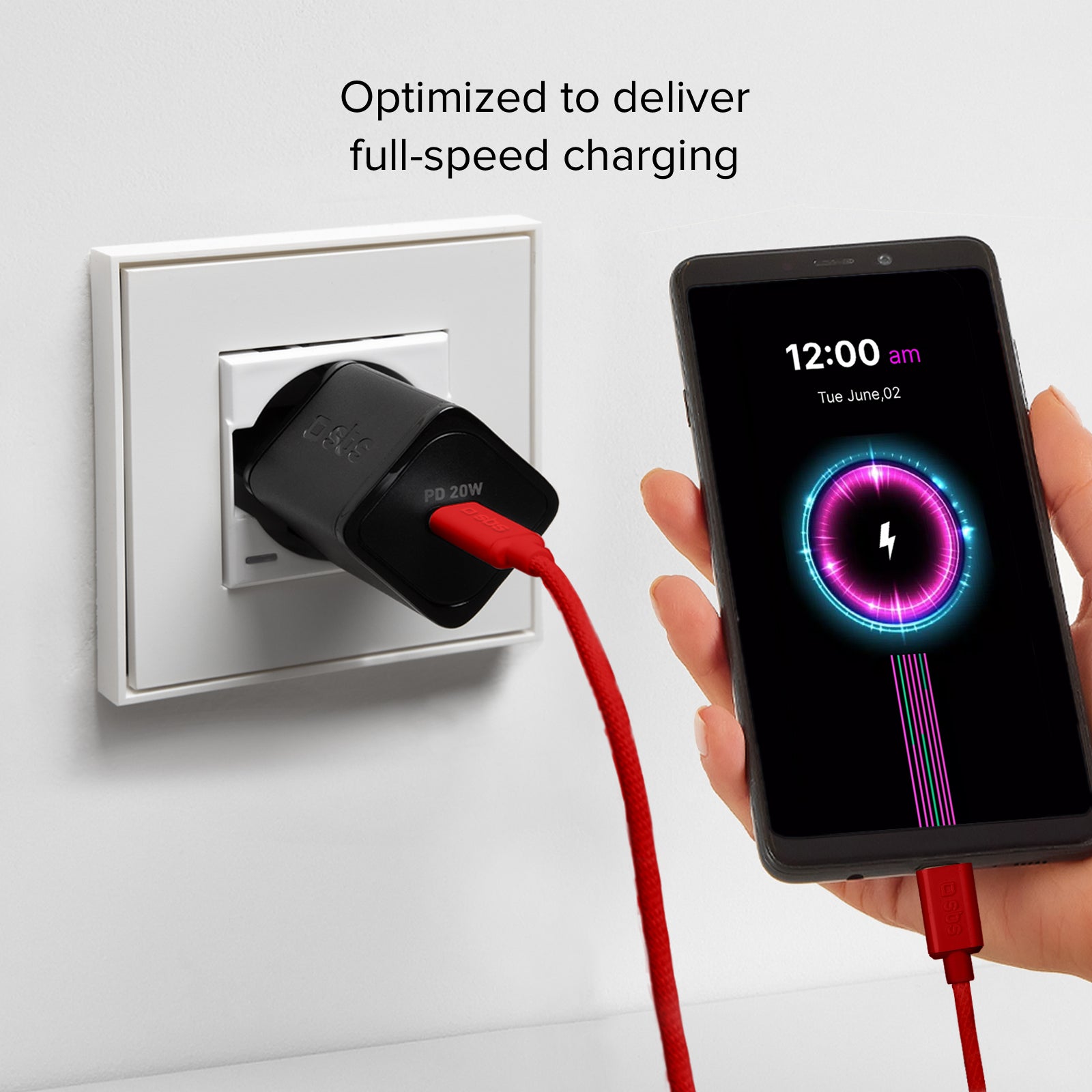 Câble textile USB-C - USB-C avec serre-câble, 1,5 mètre