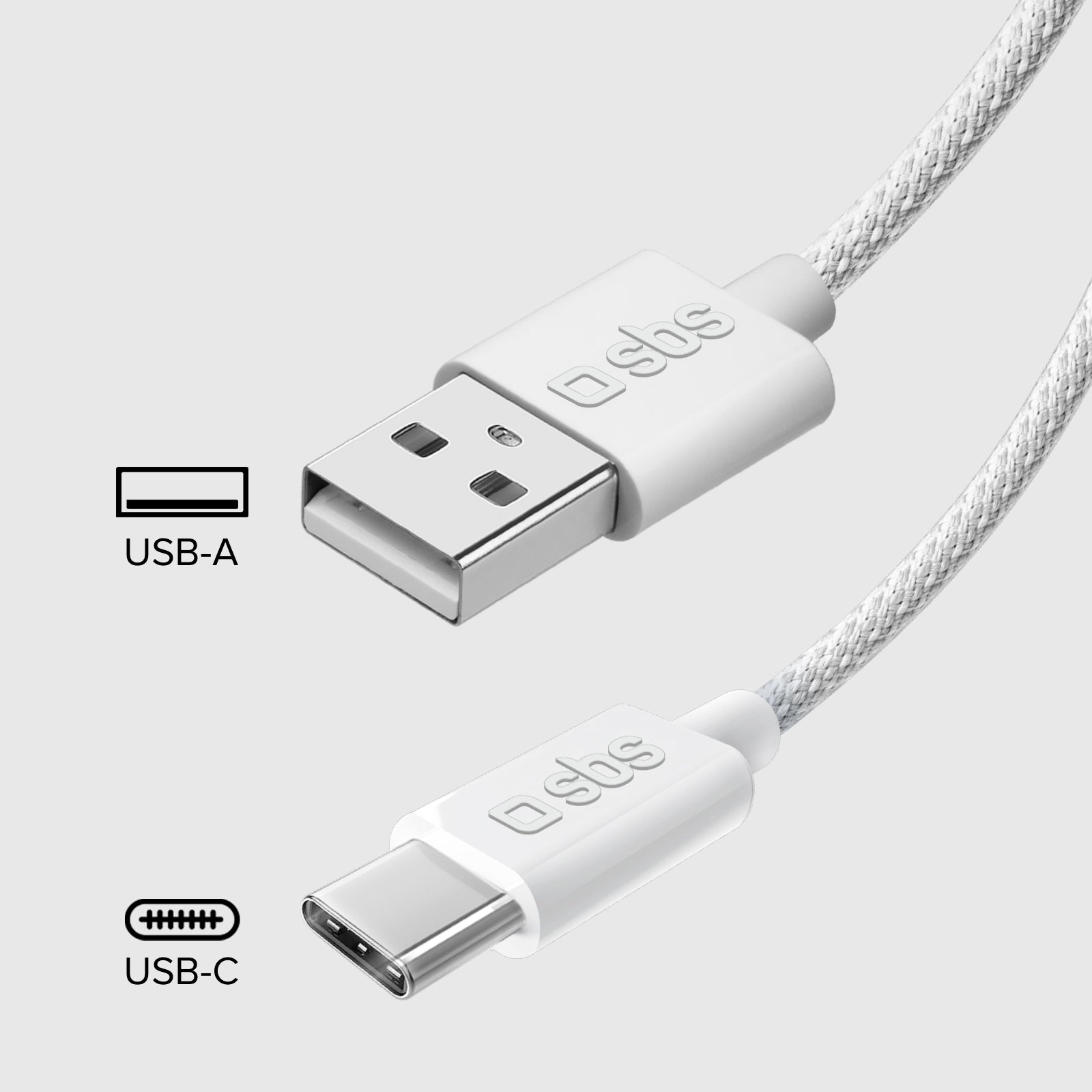 USB-A - USB-C-Textilkabel mit Kabelhalter, 1,5 Meter