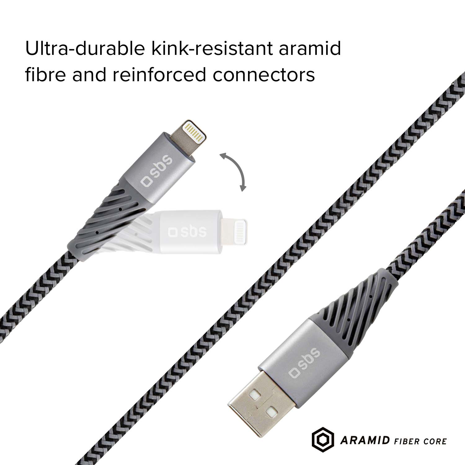 Cavo rifrangente in fibra aramidica USB 2.0 Lightning
