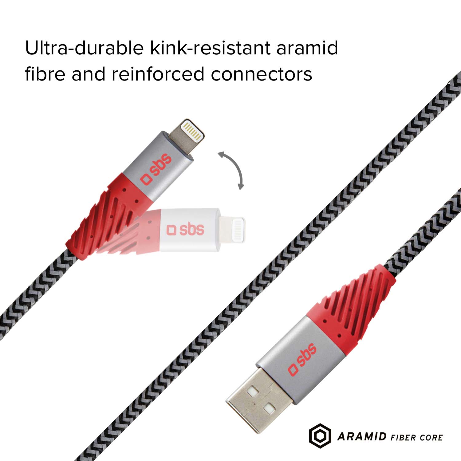 Cable reflectante de fibra de aramida USB 2.0 Lightning