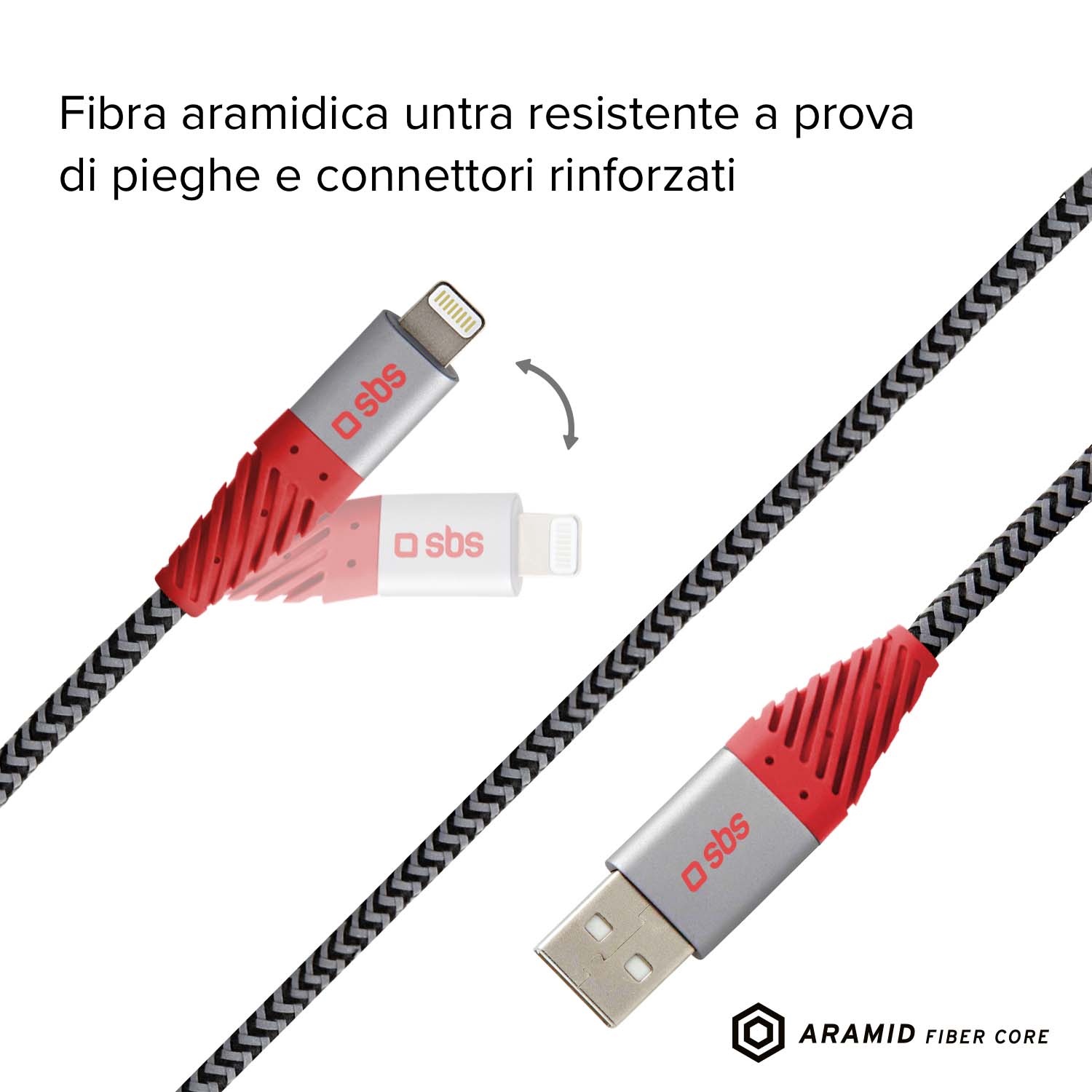 Cable reflectante de fibra de aramida USB 2.0 Lightning