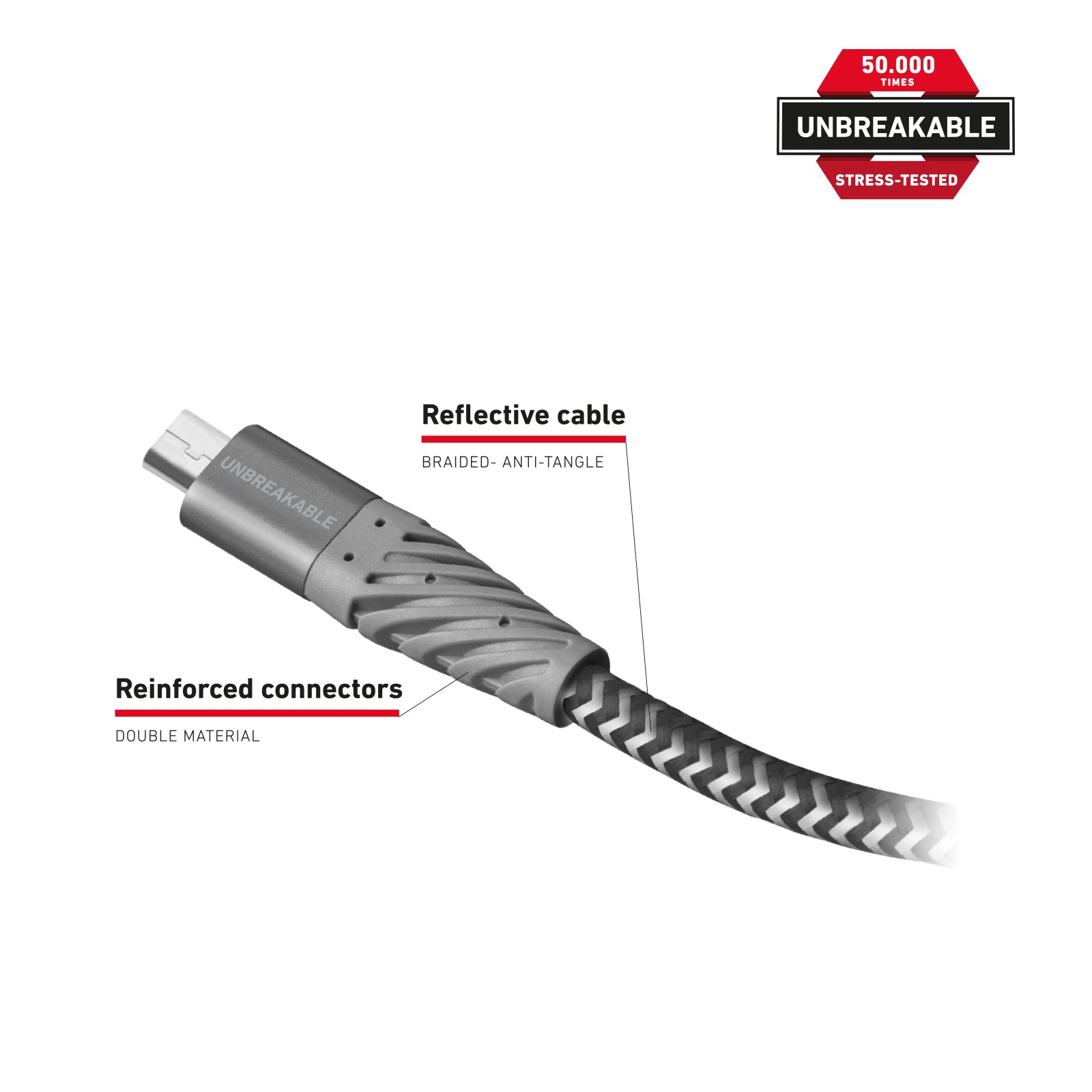 Knickbeständiges Aramidfaserkabel USB 2.0 - Micro-USB