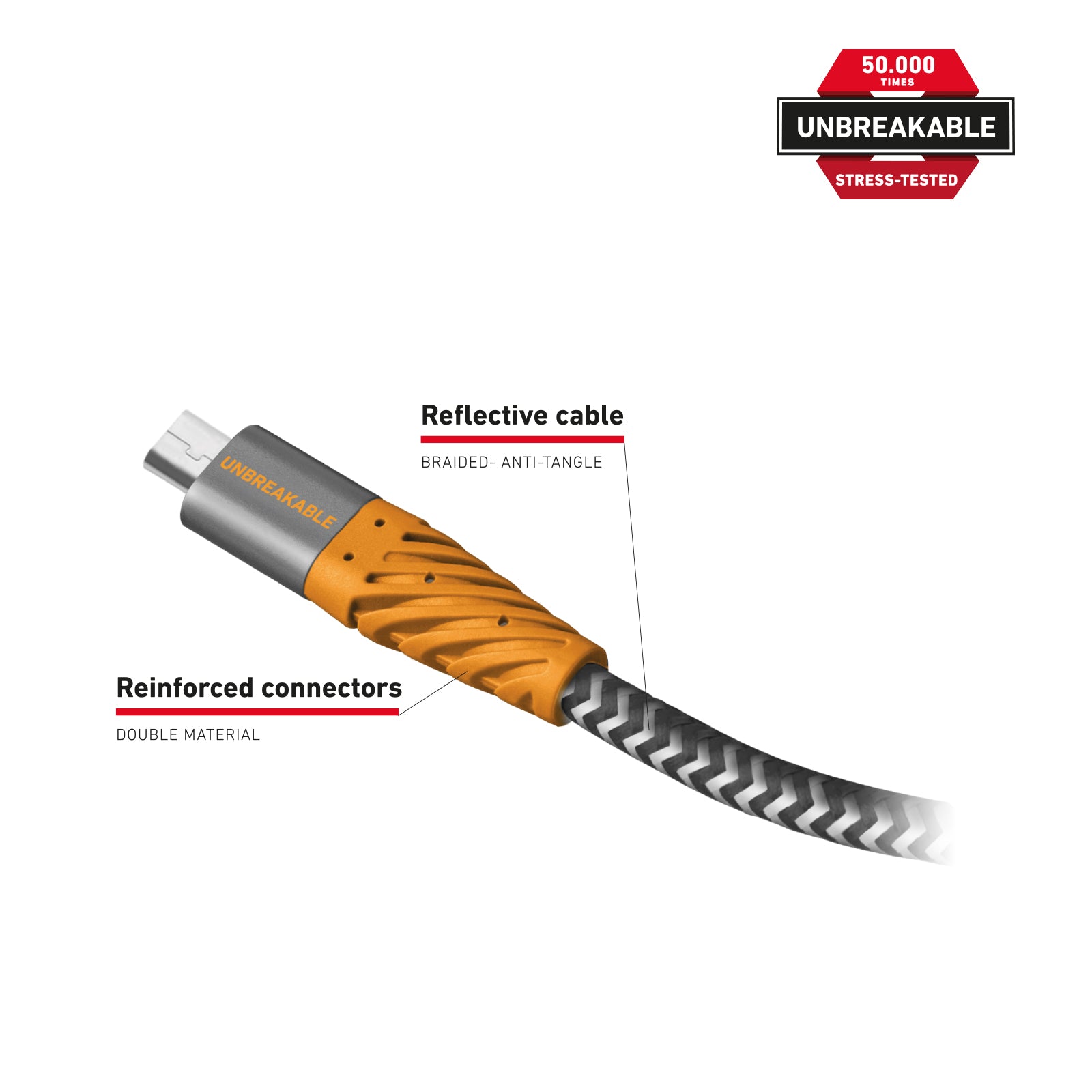 Knickbeständiges Aramidfaserkabel USB 2.0 - Micro-USB