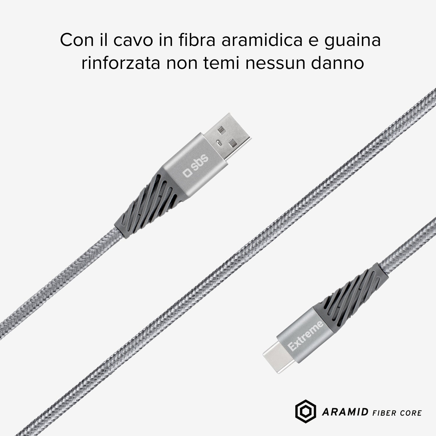 Cavo USB-A - USB-C dati e ricarica ultra resistente in fibra aramidica 1.5 m