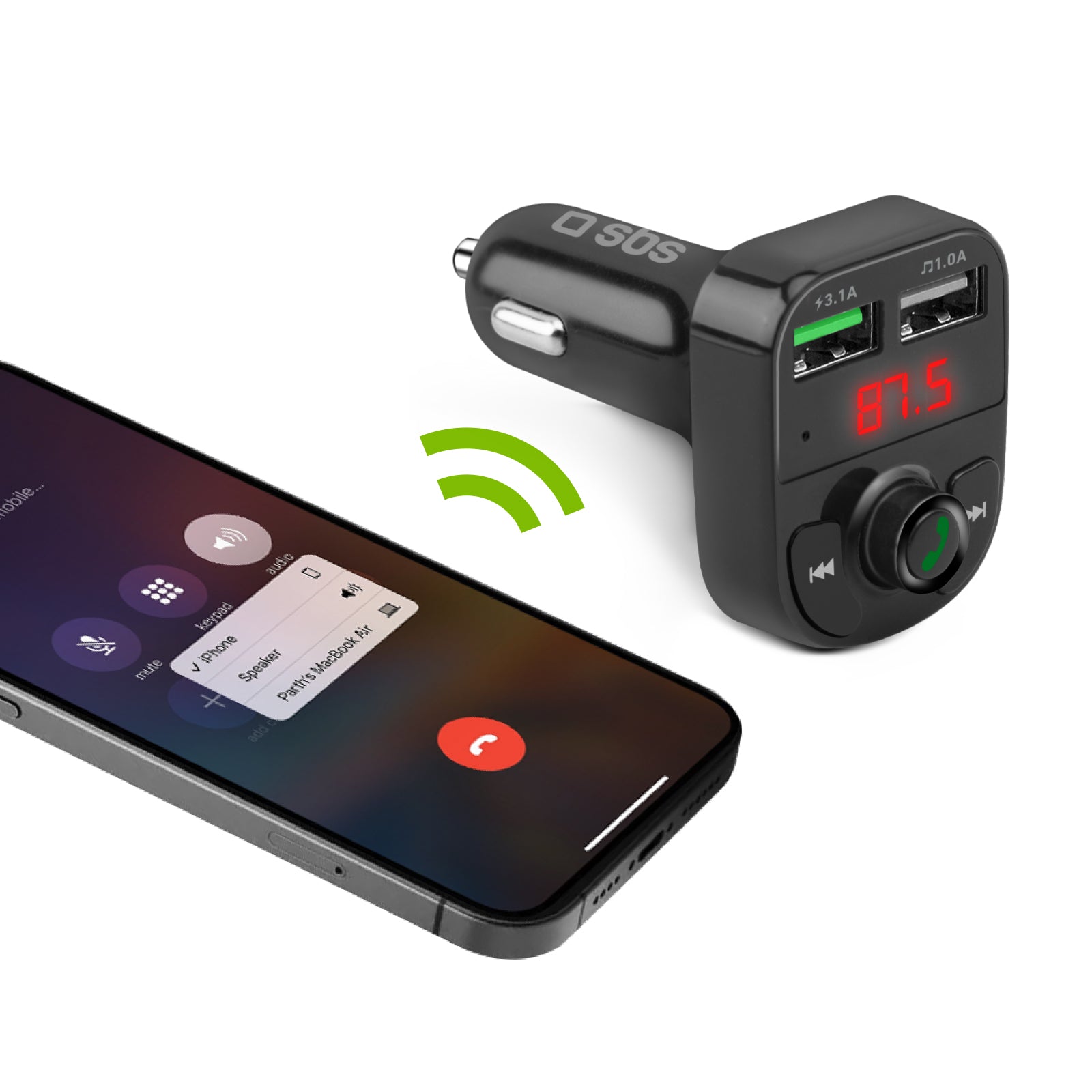 Caricabatterie da auto 15 Watt con connessione wireless