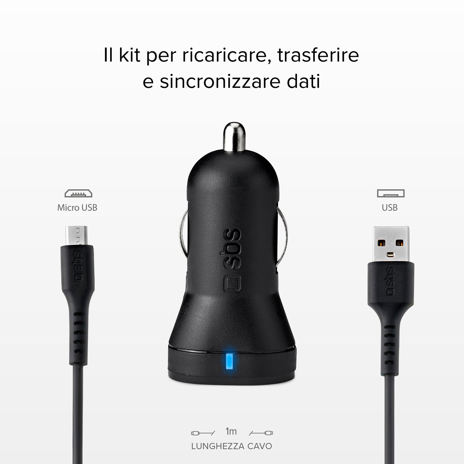 Kit mini caricatore auto 10 Watt - Ricarica rapida e cavo USB-Micro-USB incluso