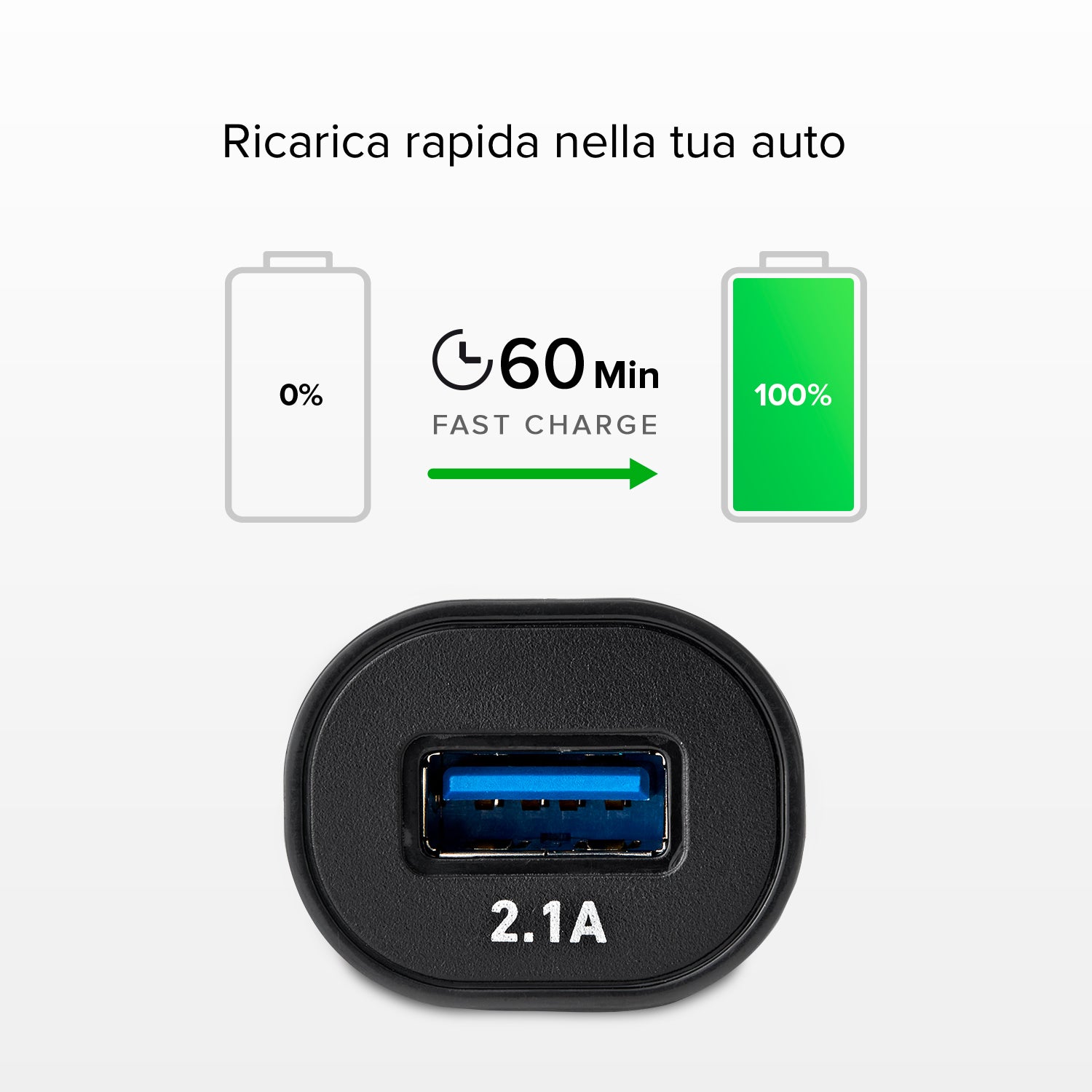 Kit mini caricatore auto 10 Watt - Ricarica rapida e cavo USB-Micro-USB incluso