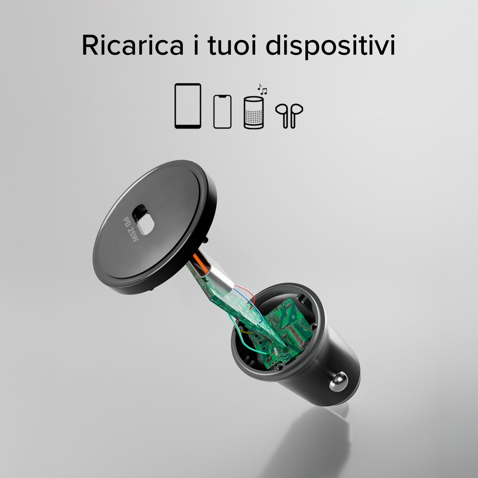 Kit chargeur de voiture Power Delivery 25 Watts + câble USB-C USB-C