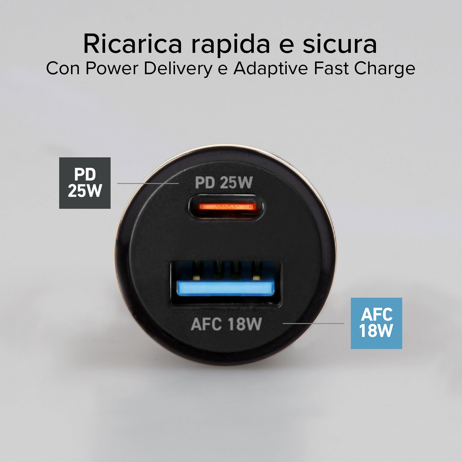 Caricatore auto - Ricarica ultra rapida 25 Watt con Power Delivery (PD)