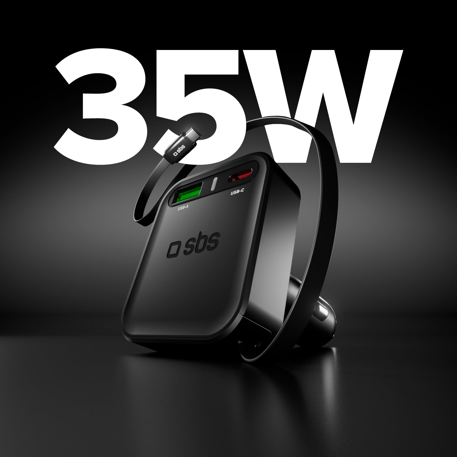 Chargeur voiture avec câble rétractable intégré