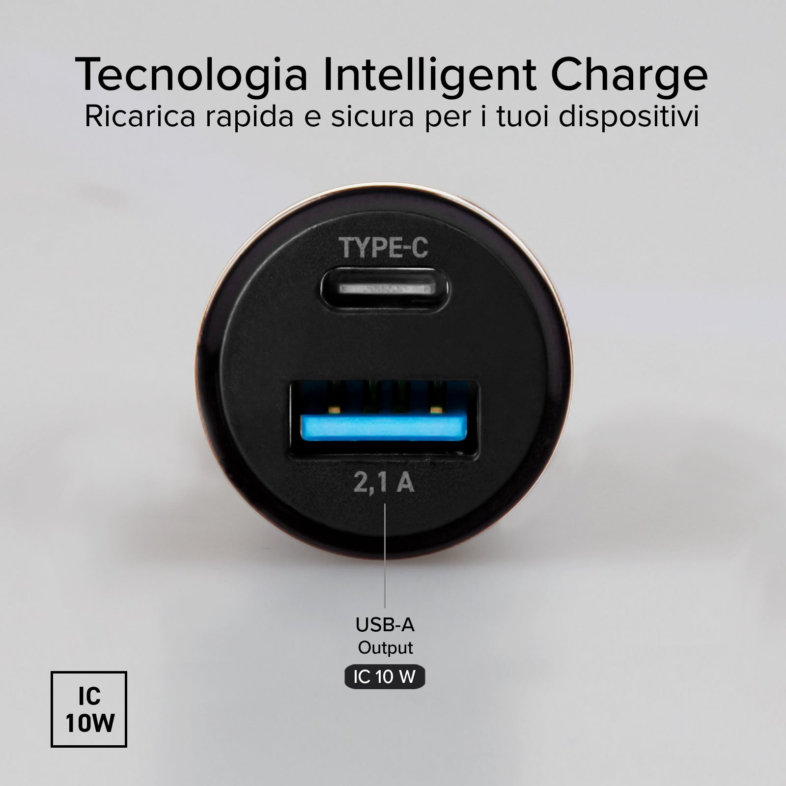 Caricabatterie da auto Type-C – USB da 2.1A