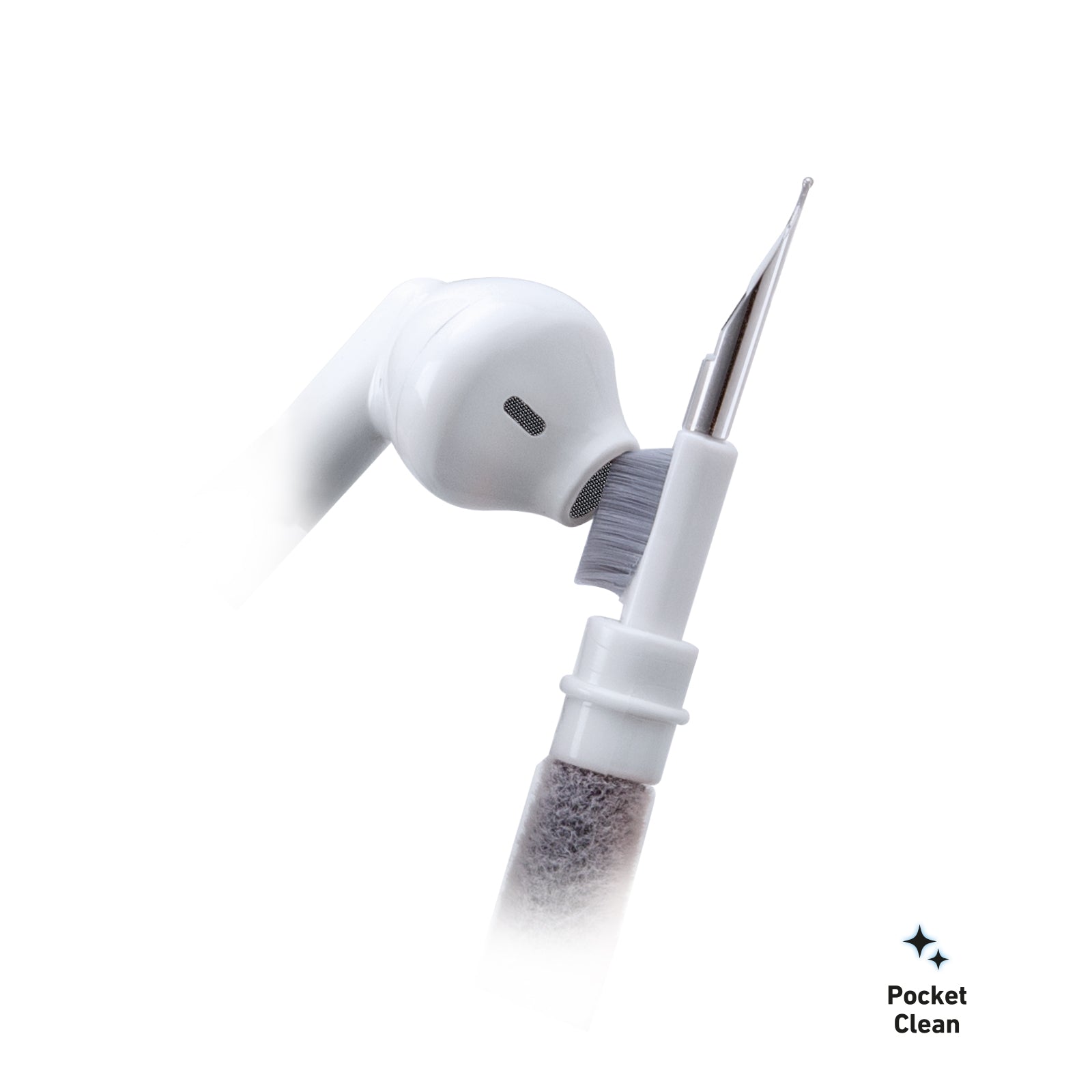 Kit di pulizia 3 in 1 per auricolari con punta in metallo, spazzola e piumino