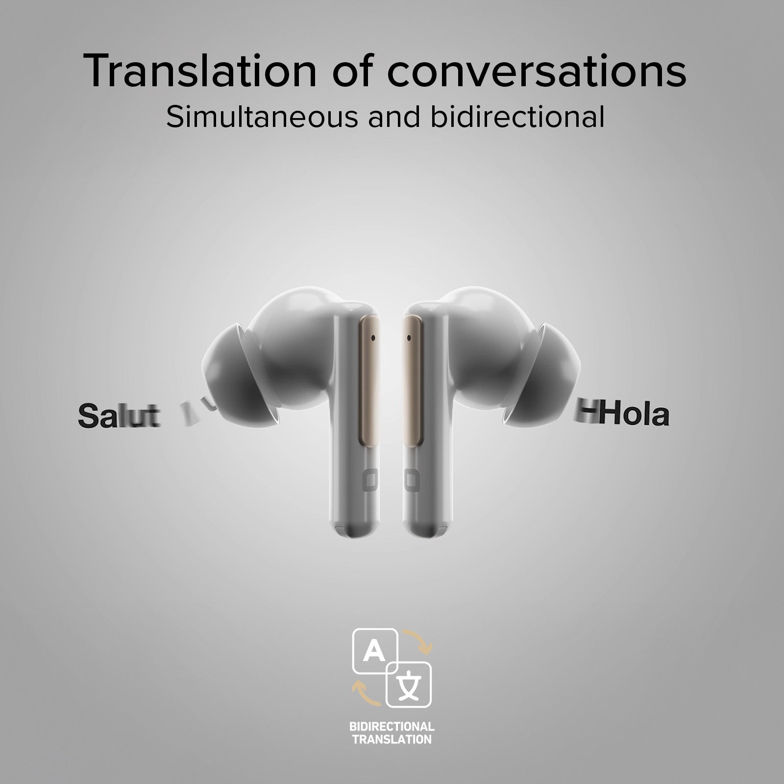 Auriculares AI TWS con app, traducción, síntesis y 28 h de autonomía