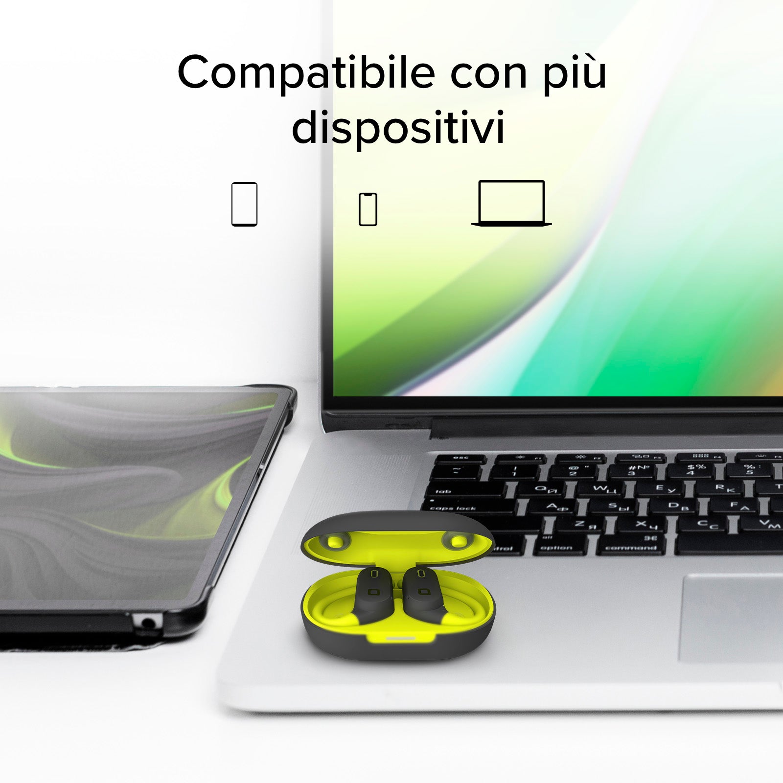 Auricolari sportivi con archetto e tecnologia Active Noise Cancelling (ANC)