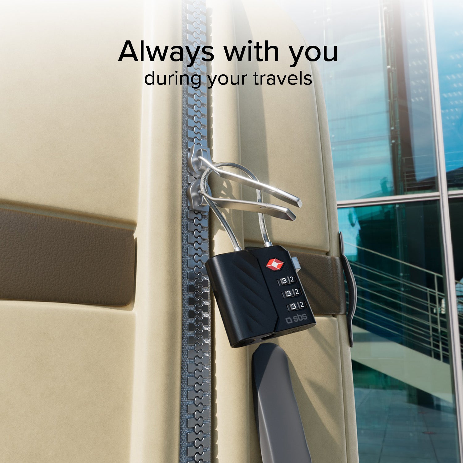 TSA lock with integrated locator for suitcases and bags