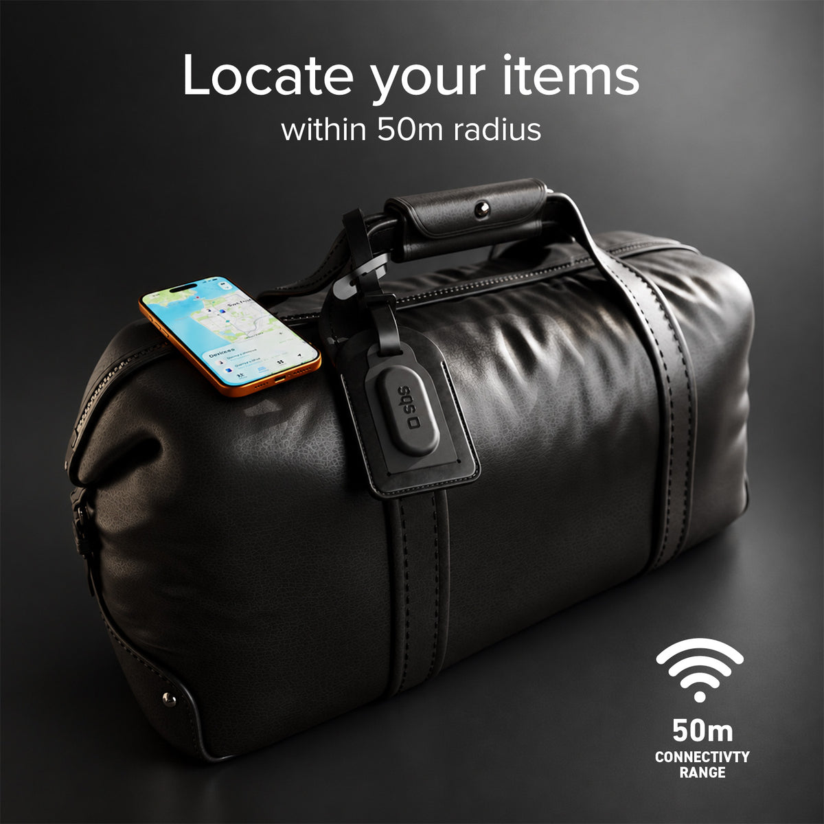 Étiquette de valise avec tracker Track My Bag, Apple Find My/Google Find Hub