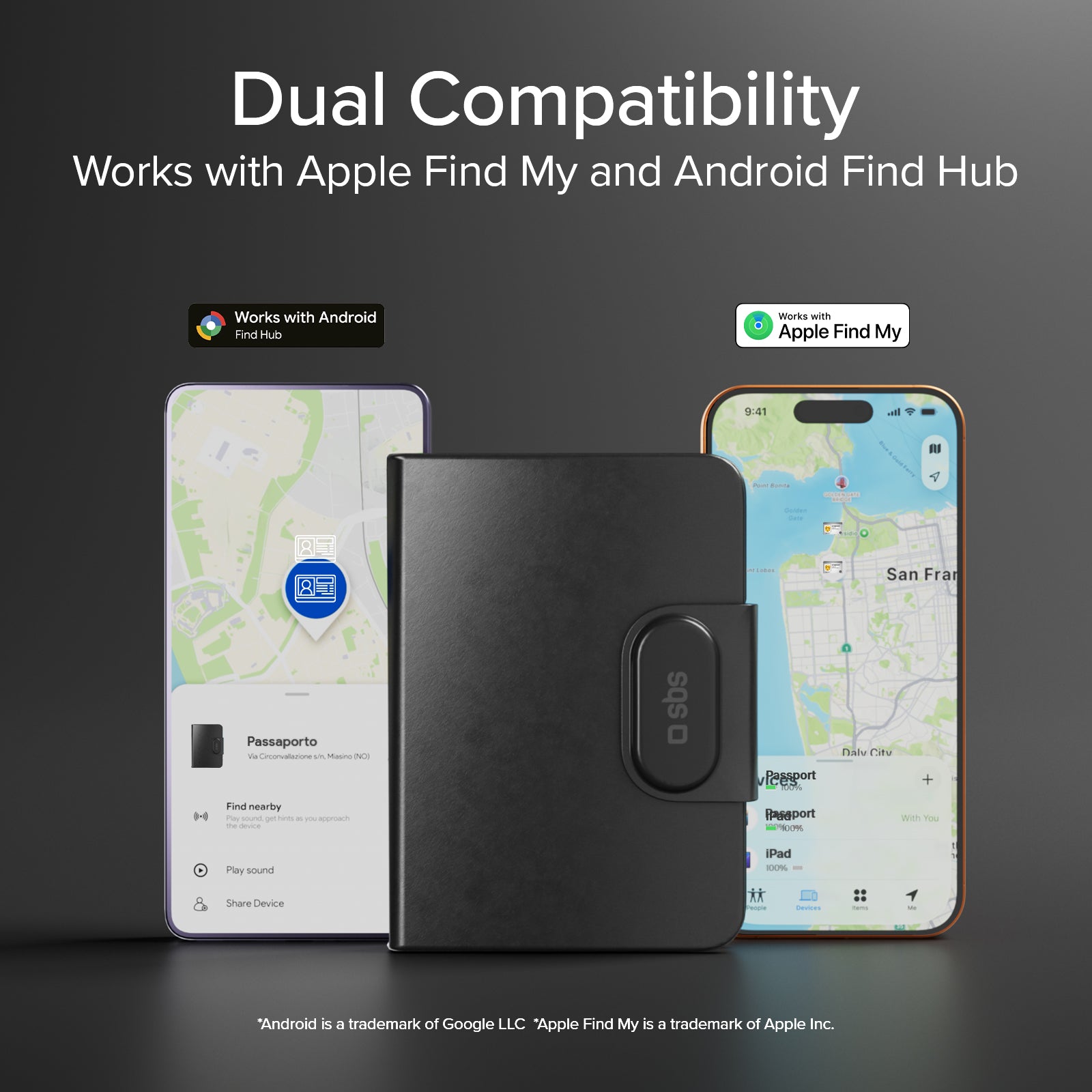 Porte-passeport Track My Passport avec tracker Apple Find My/Google Find Hub