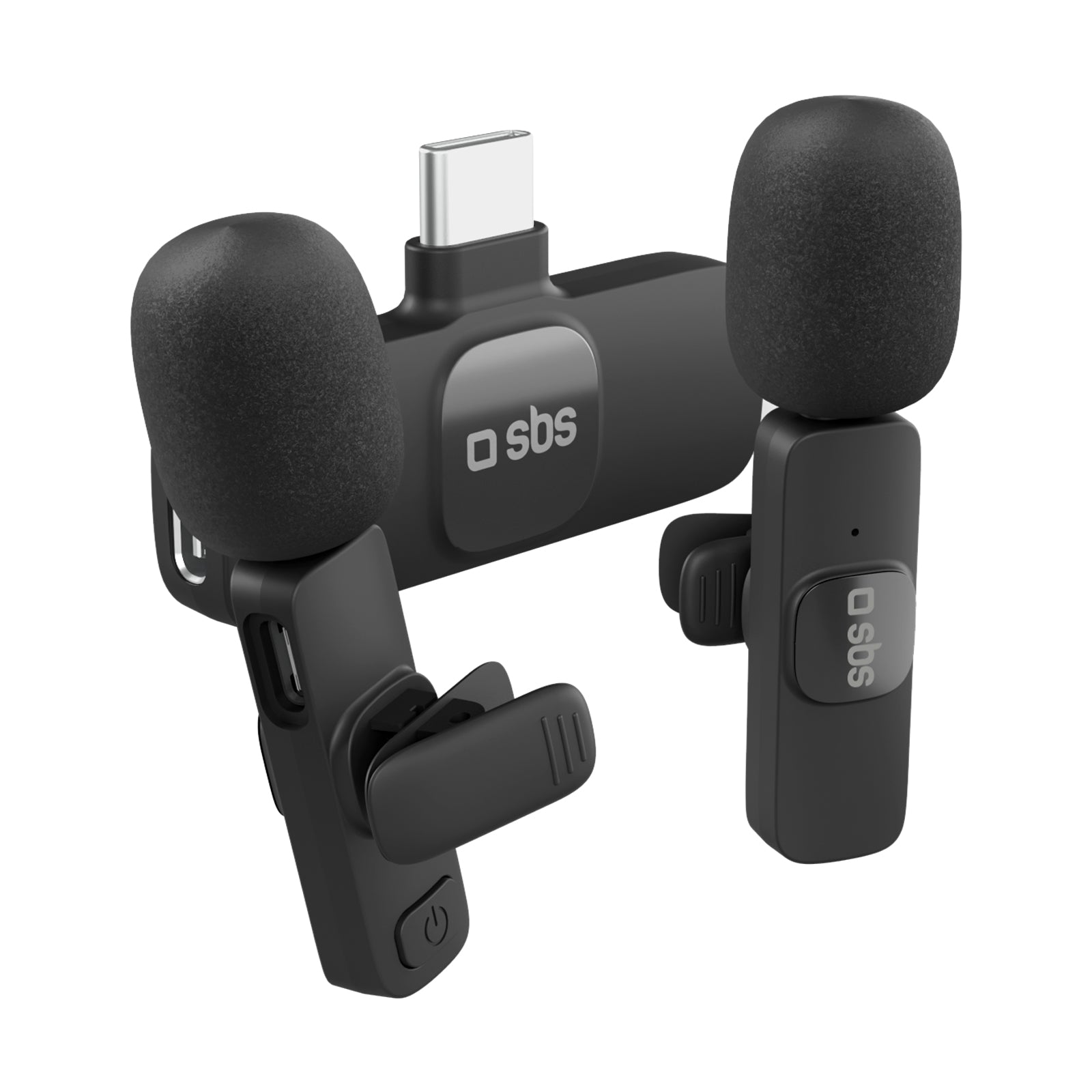 Kit con 2 microfoni wireless dotati di ricevitore e clip