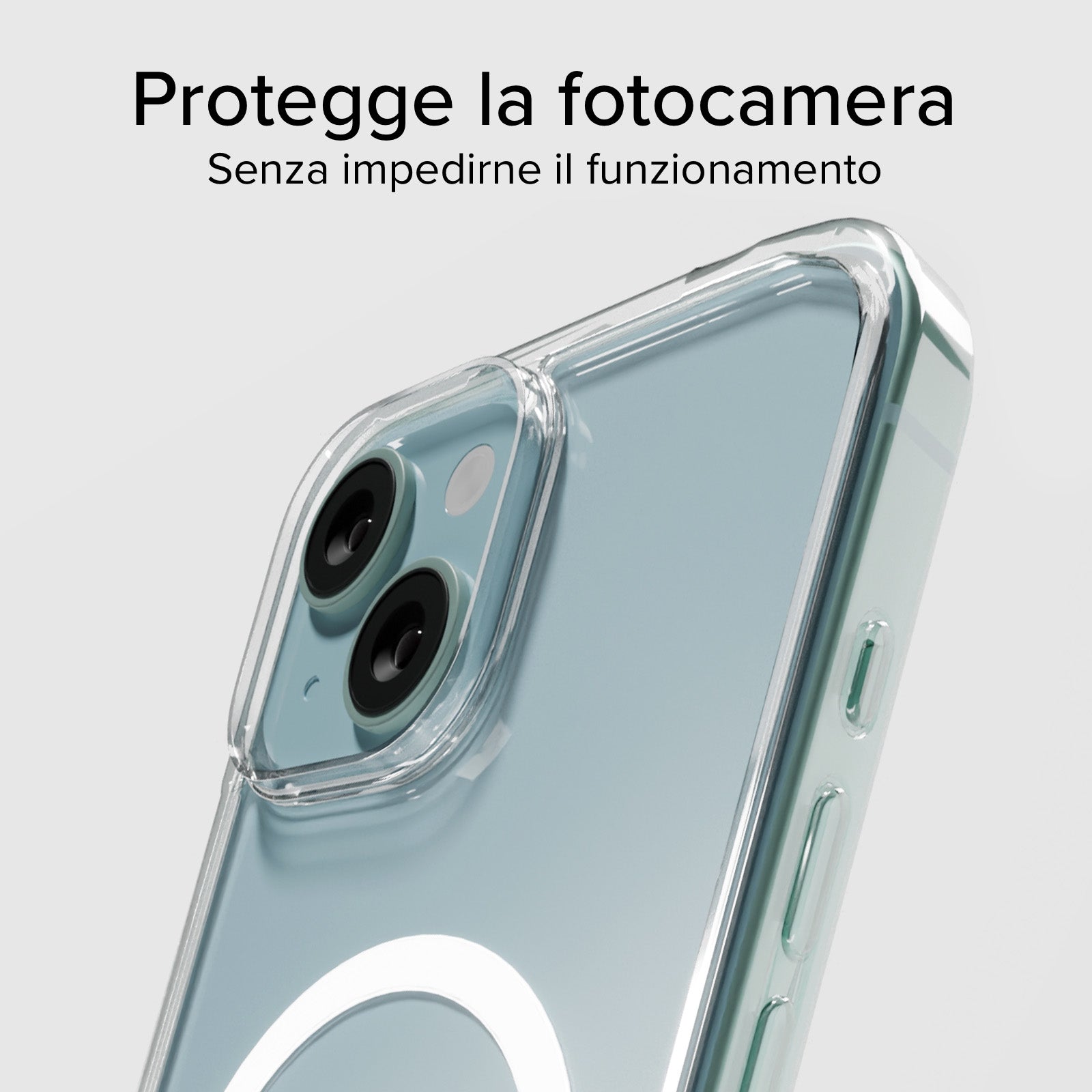 Rigid transparent case compatible with MagSafe charging for iPhone 14/13