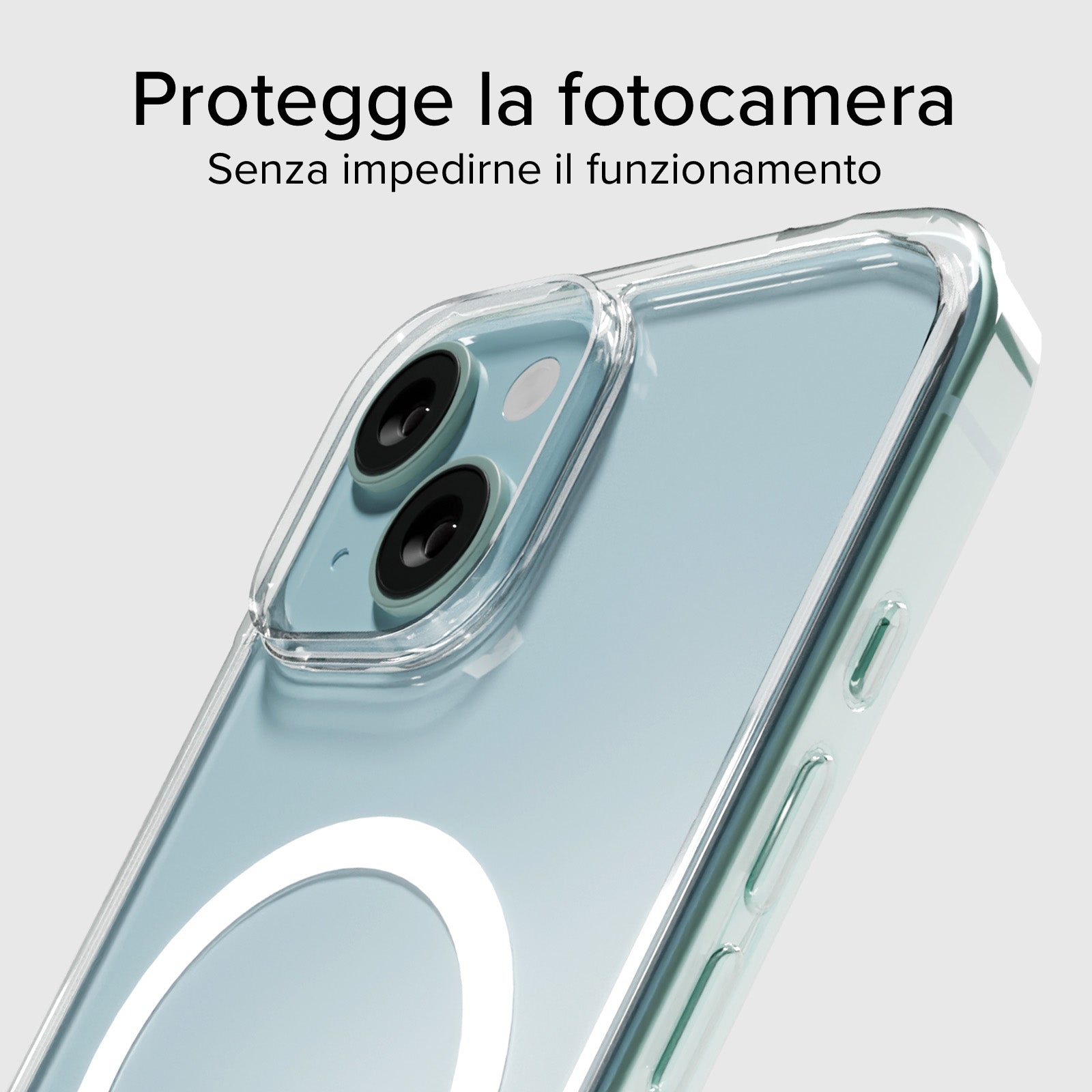 Cover trasparente rigida compatibile con ricarica MagSafe per iPhone 15