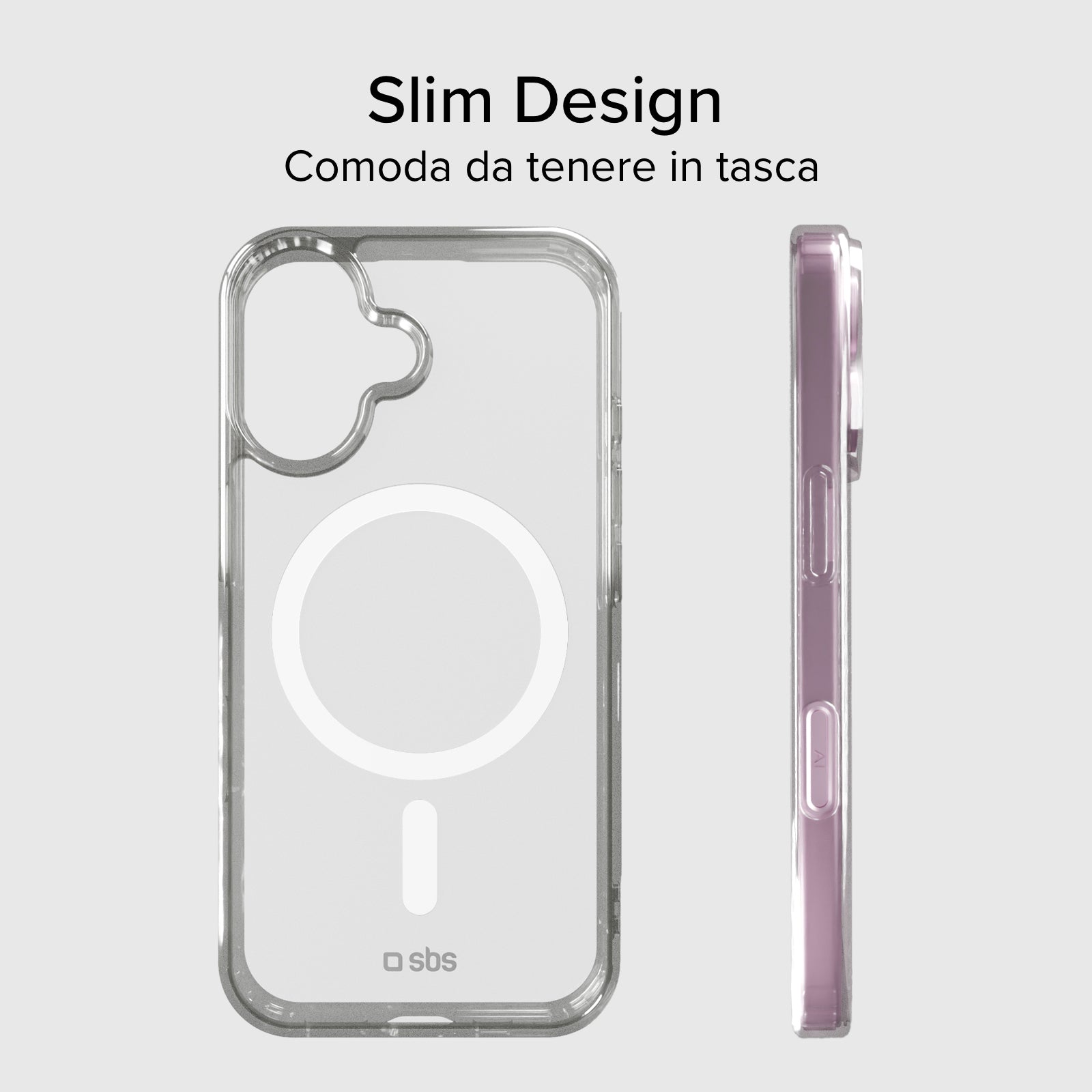 Cover trasparente rigida compatibile con ricarica MagSafe per iPhone 16