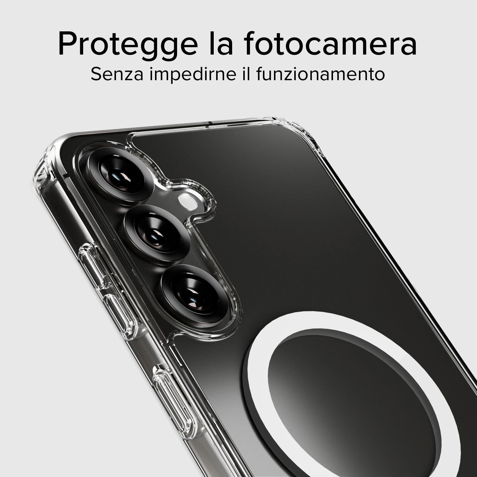 Coque rigide transparente compatible avec la recharge magnétique sans fil pour Samsung Galaxy S25+