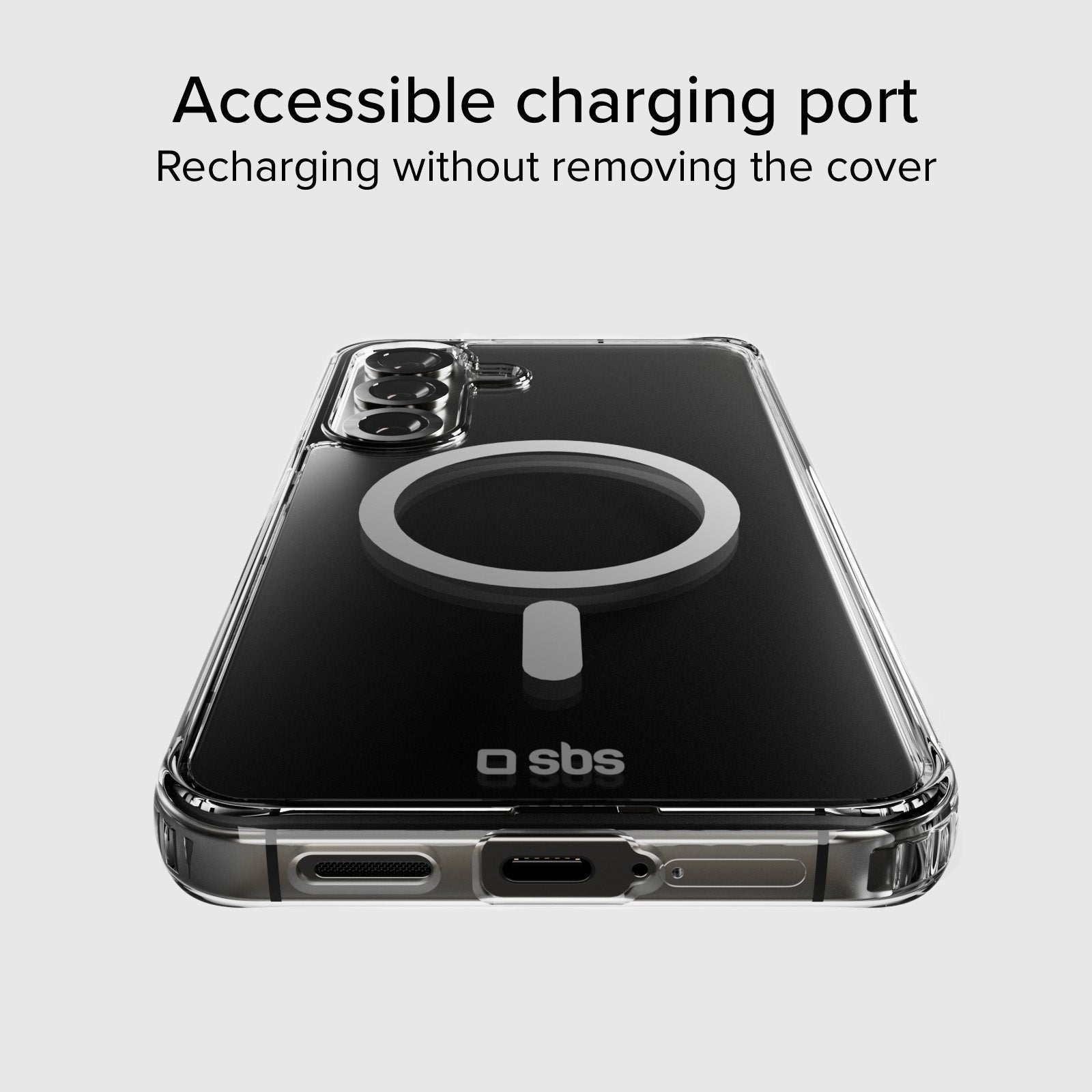 Coque rigide transparente compatible avec la recharge magnétique sans fil pour Samsung Galaxy S25+