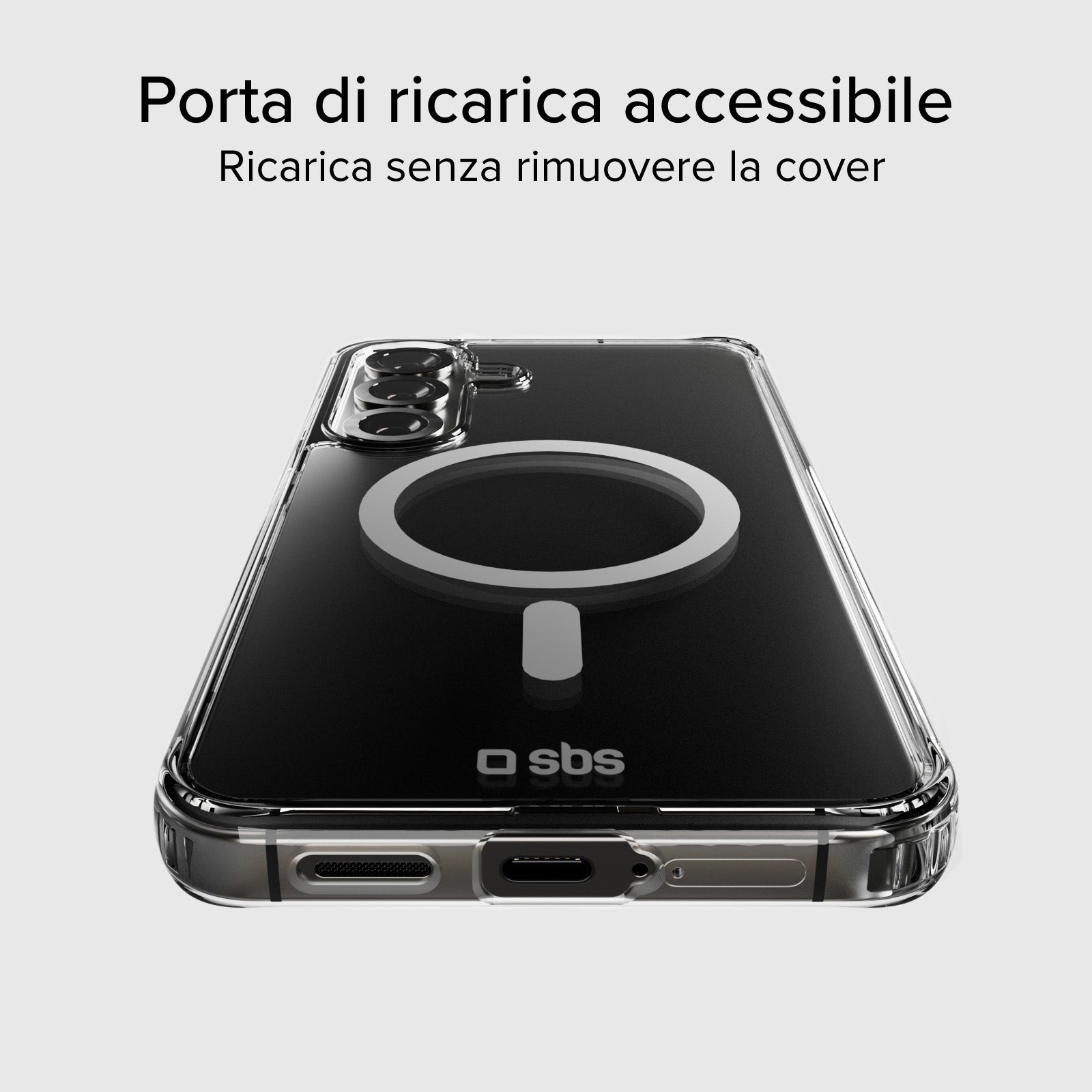 Coque rigide transparente compatible avec la recharge magnétique sans fil pour Samsung Galaxy S25+