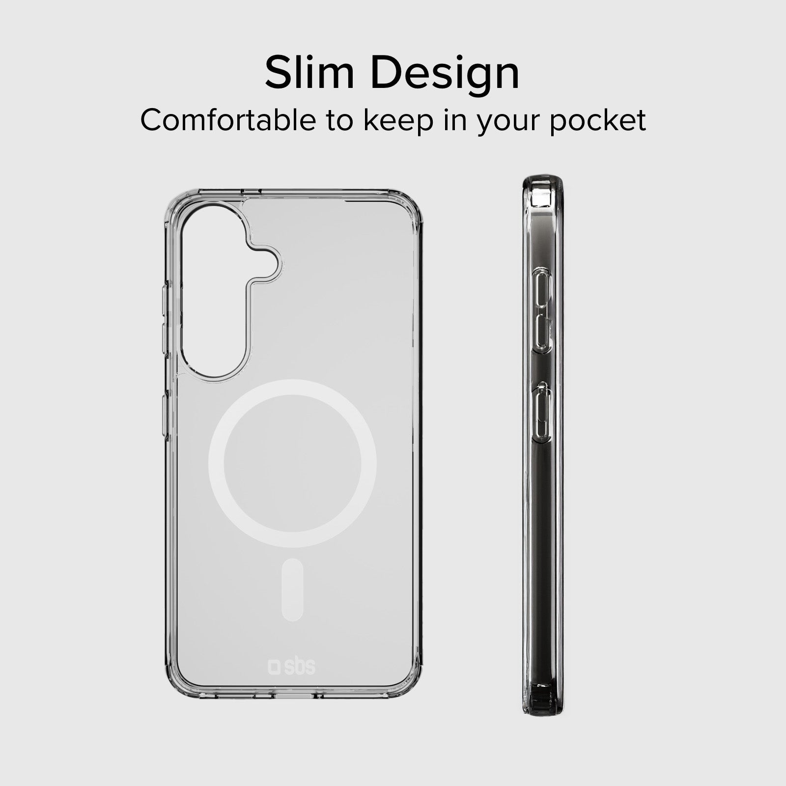 Coque rigide transparente compatible avec la recharge magnétique sans fil pour Samsung Galaxy S25+