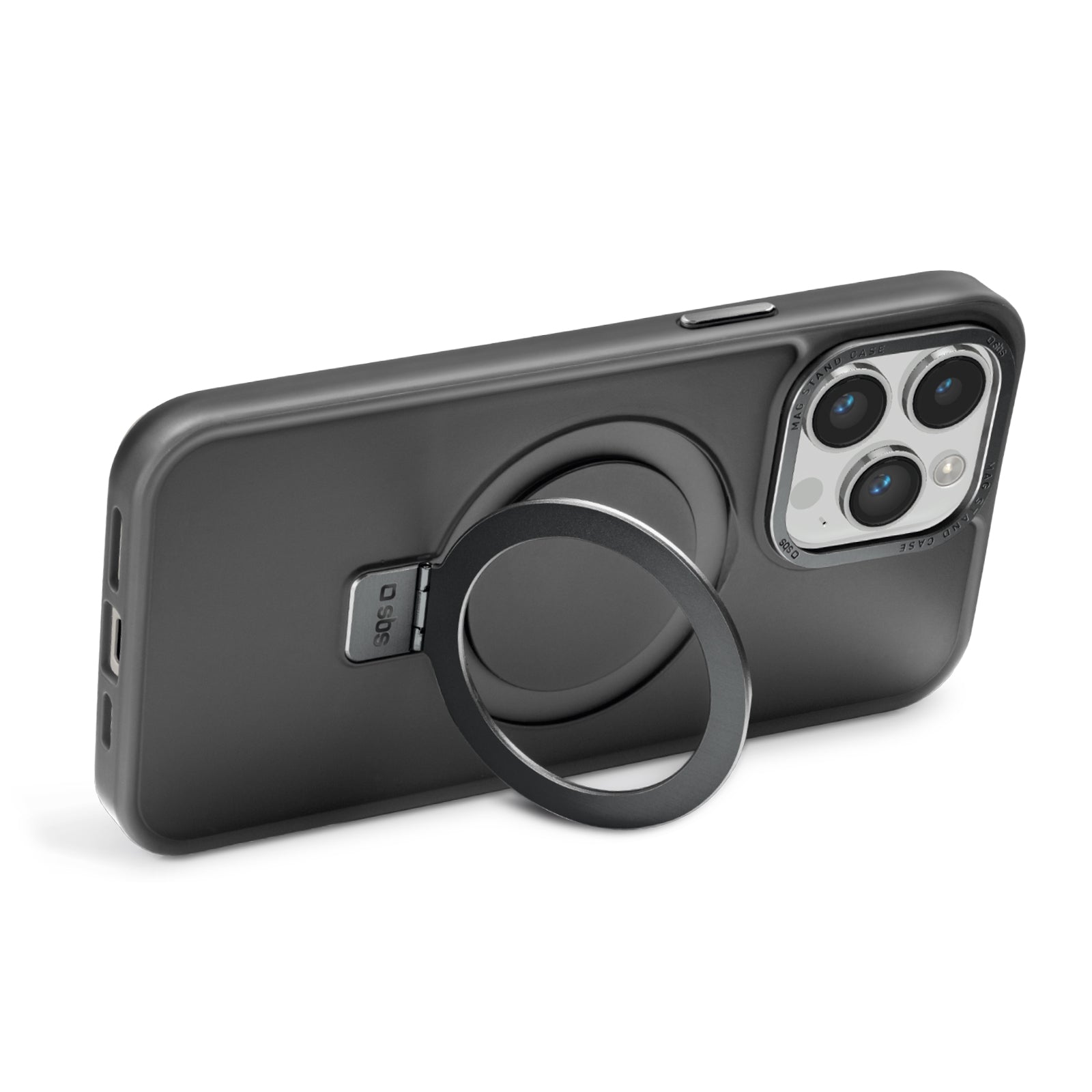 MagSafe-kompatible Ladehülle mit Metallverarbeitung und Ring mit Standfunktion für iPhone 14 Pro