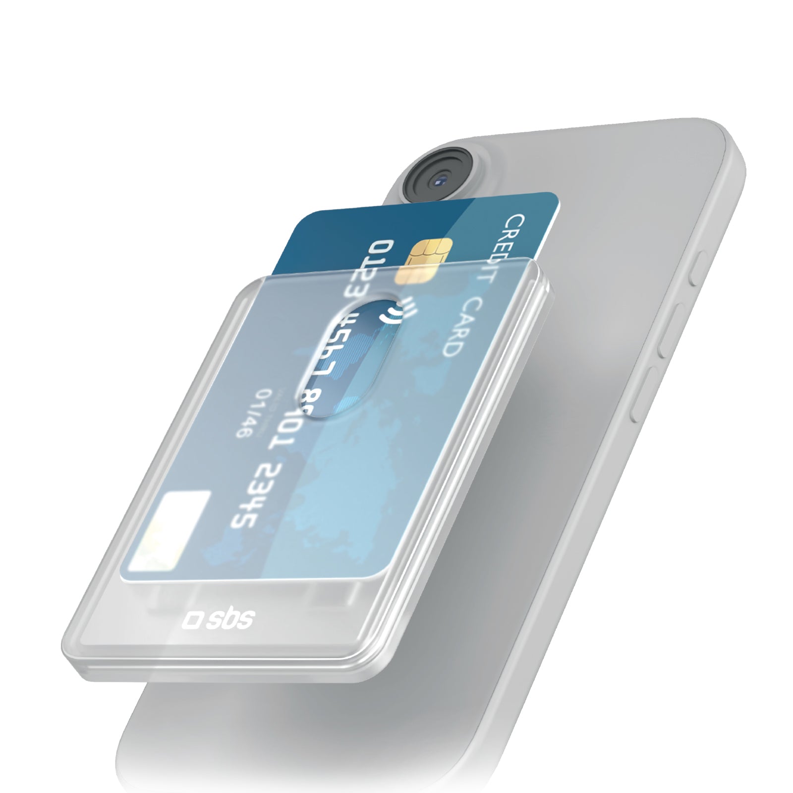 Porte-cartes magnétique universel, transparent et ultra-fin, jusqu’à 2 cartes