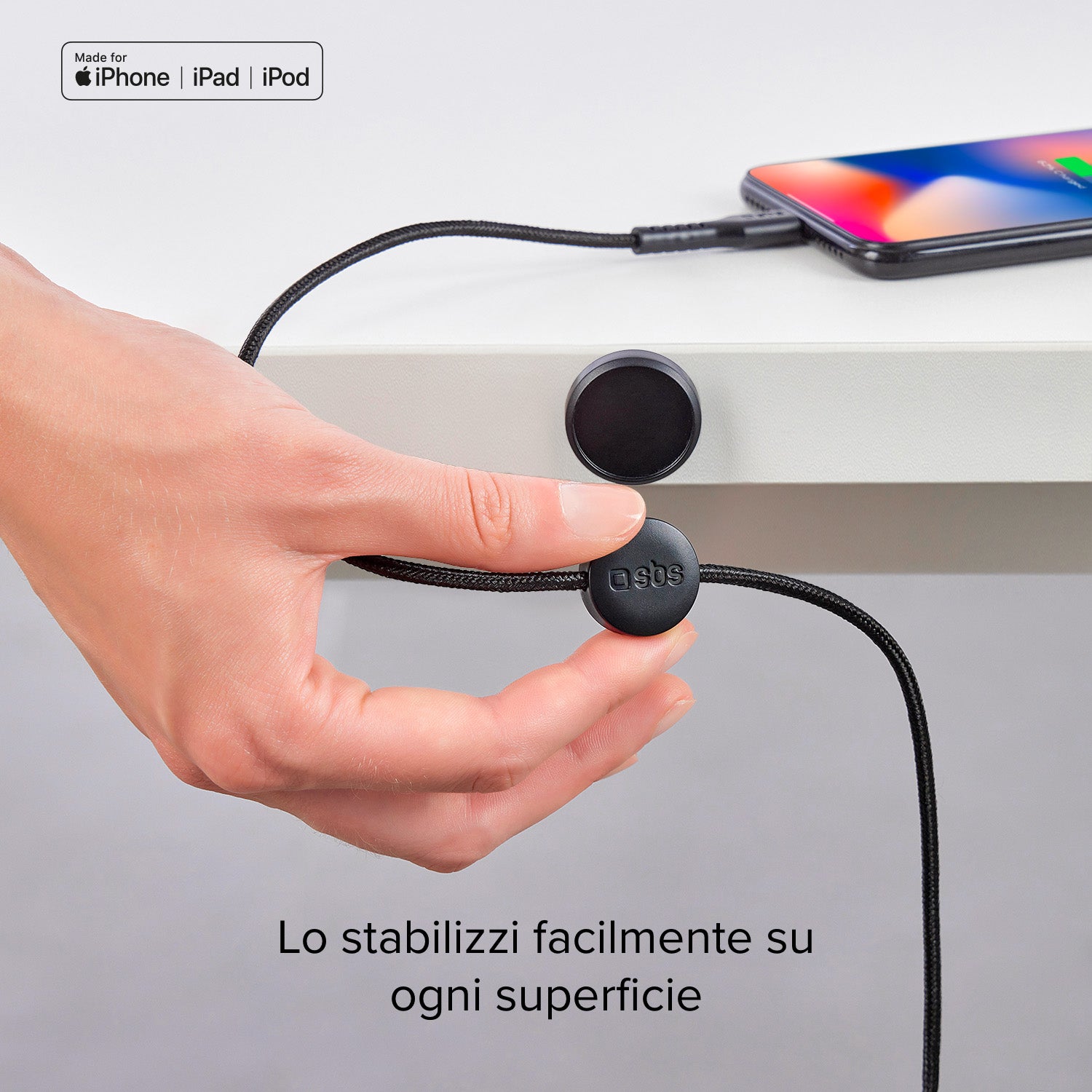 Cavo dati e ricarica con supporto magnetico - Connettori Lightning MFi a USB-C