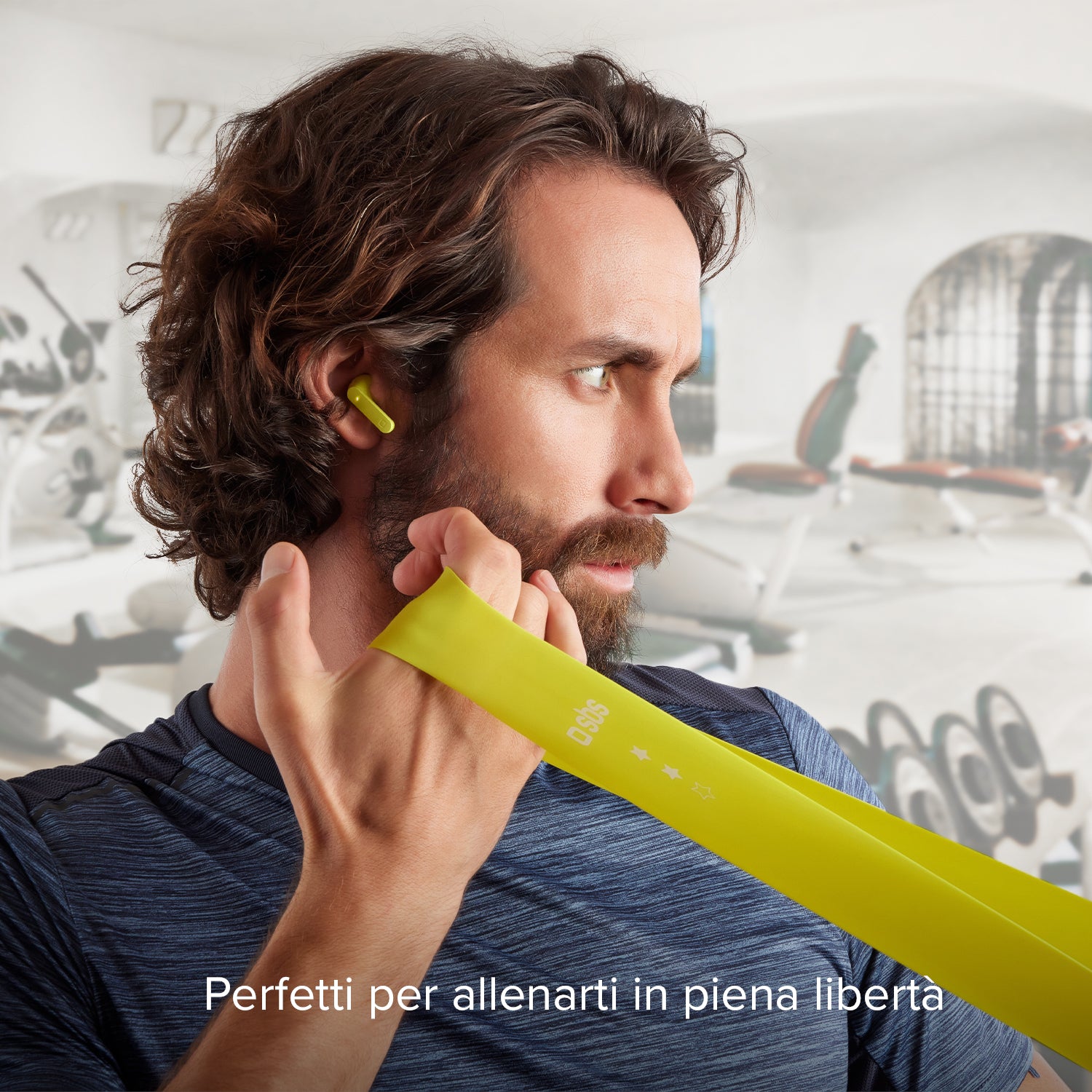 Kit con auricolari True Wireless Stereo e fasce elastiche