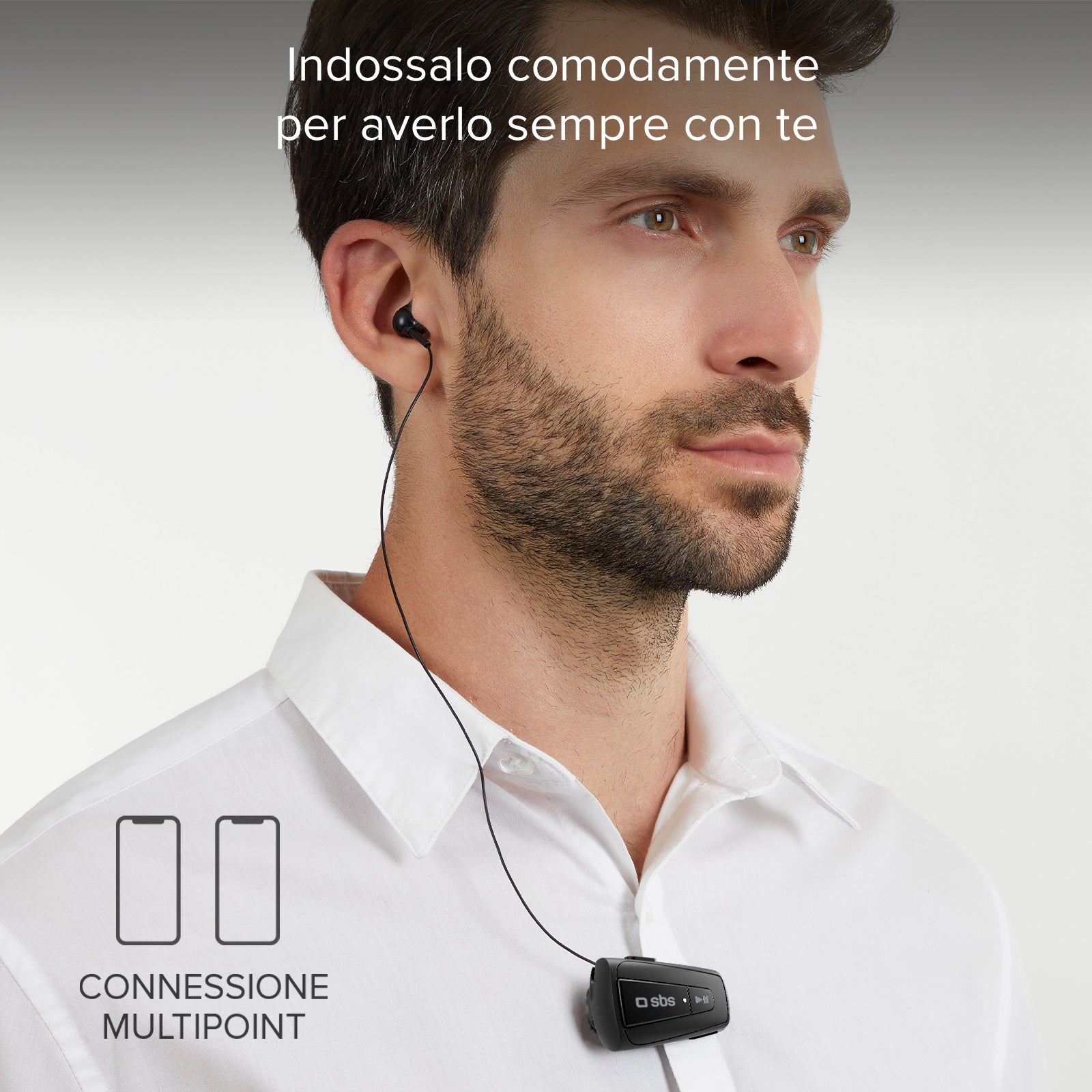 Oreillette sans fil avec clip rétractable