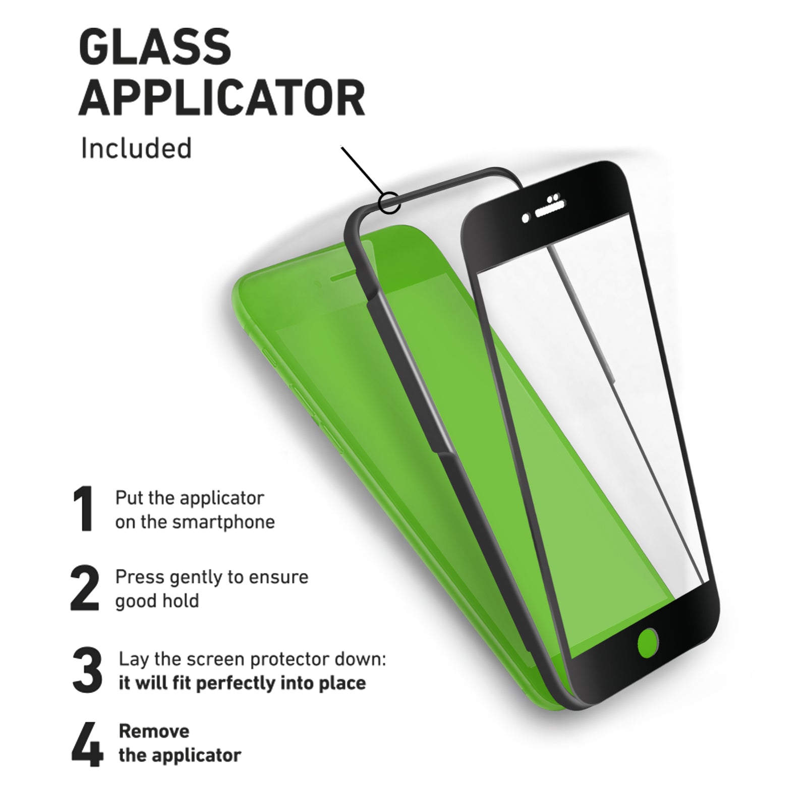 Glas Displayschutz 4D Vollbild für iPhone SE 2020/SE 2022/8/7/6s/6 mit Applikator