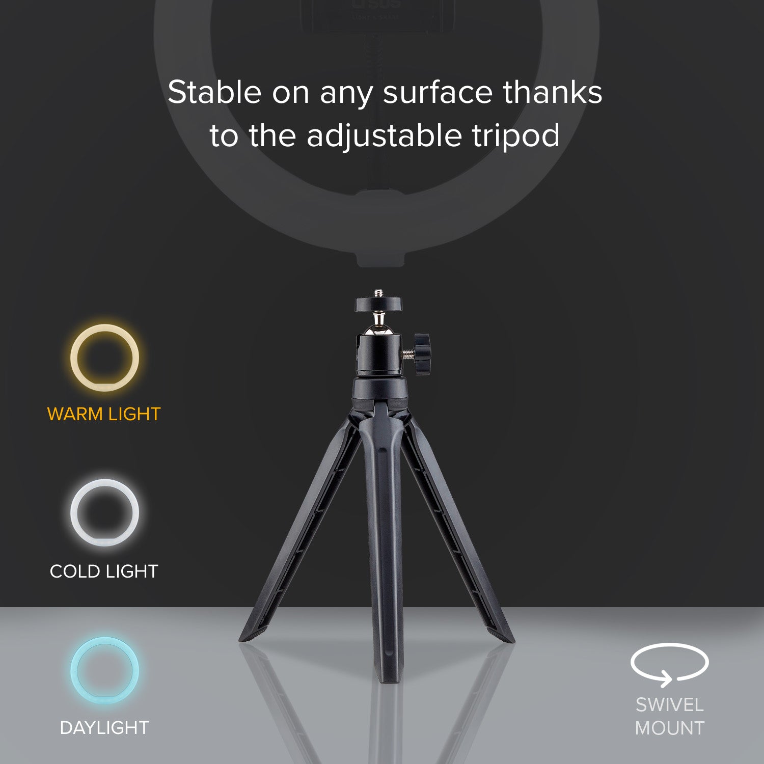 Anello LED con treppiede per video e foto