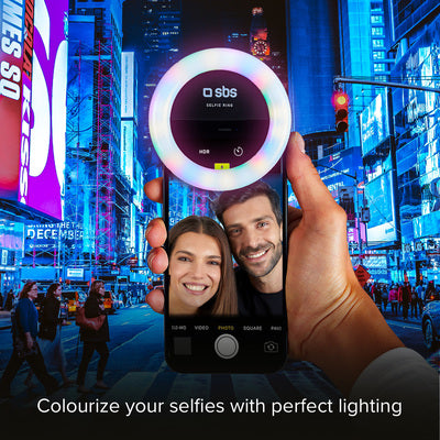 Anello LED universale multicolor con clip per video e foto