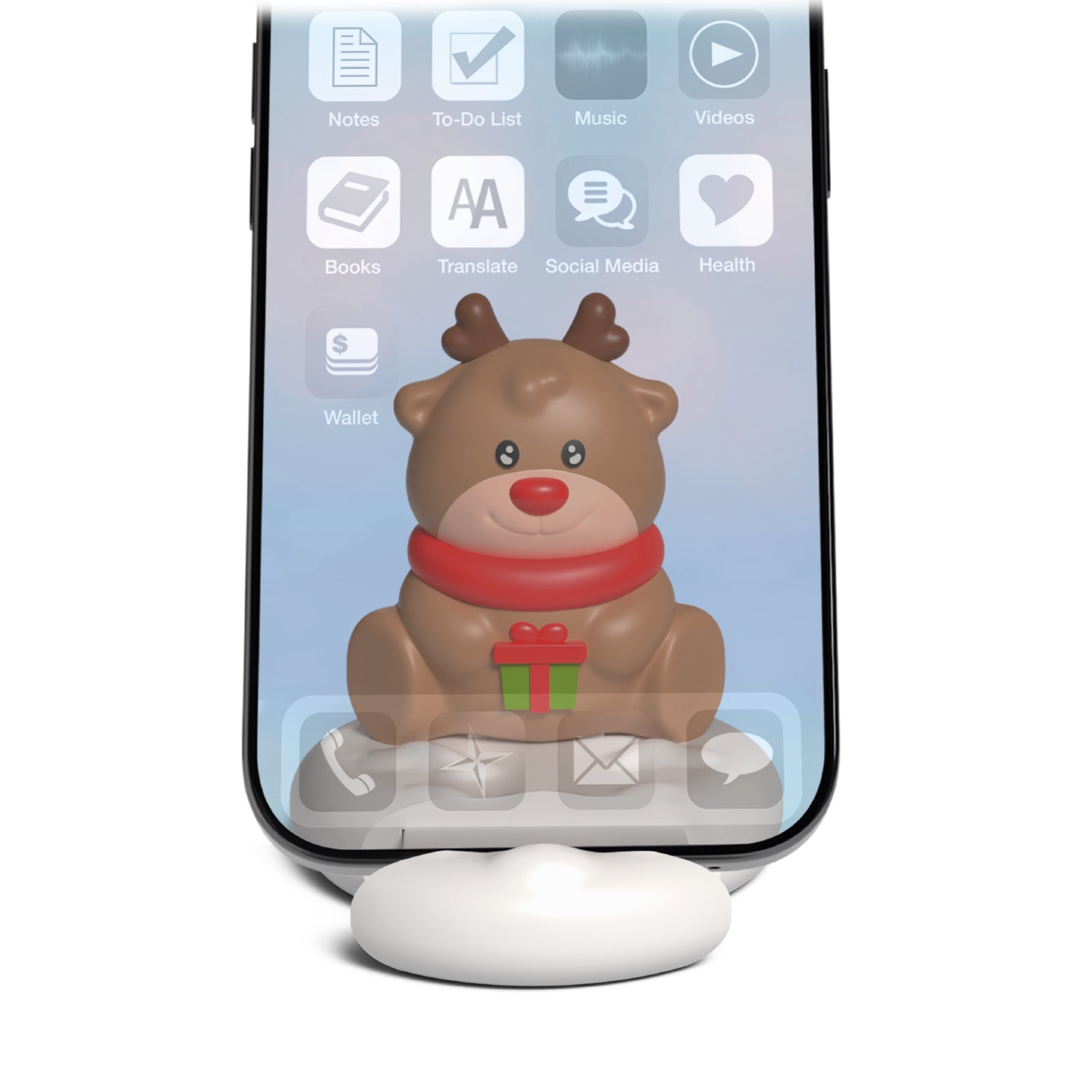 Mobile phone stand with sliding slot and Christmas reindeer design