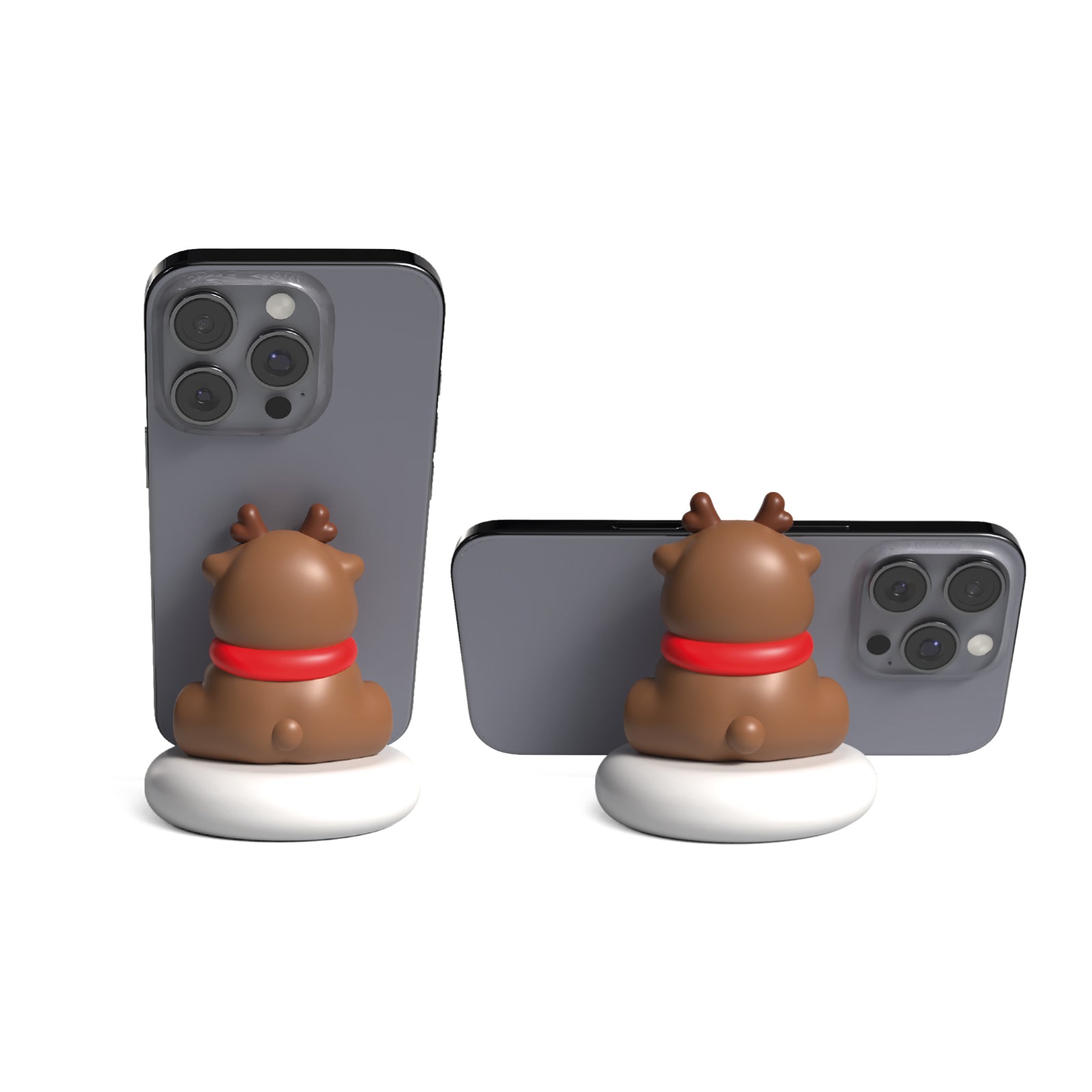 Mobile phone stand with sliding slot and Christmas reindeer design