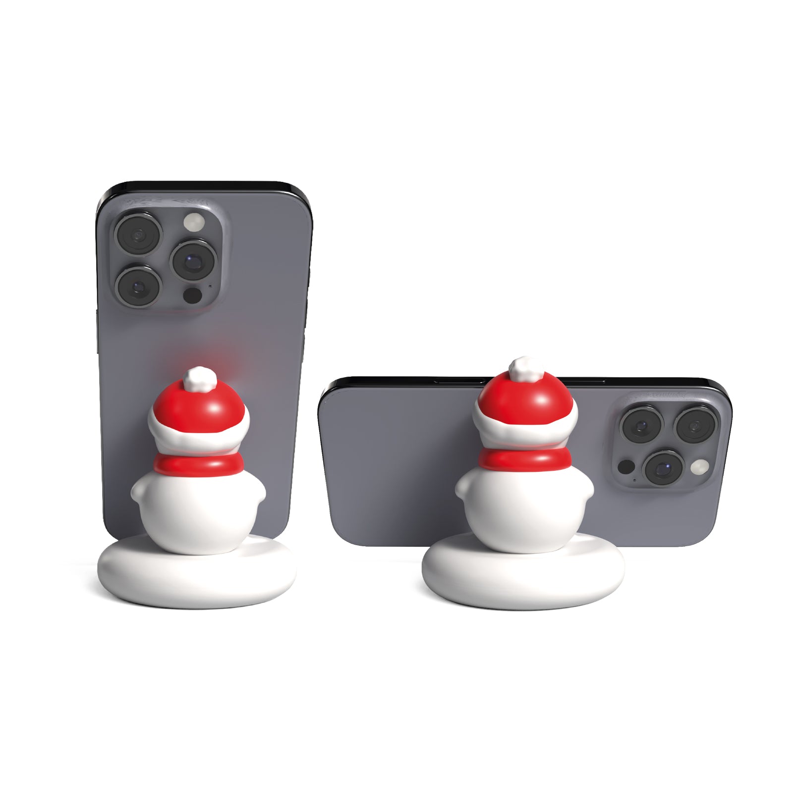 Portacellulare con alloggiamento scorrevole e design natalizio a forma di pupazzo di neve