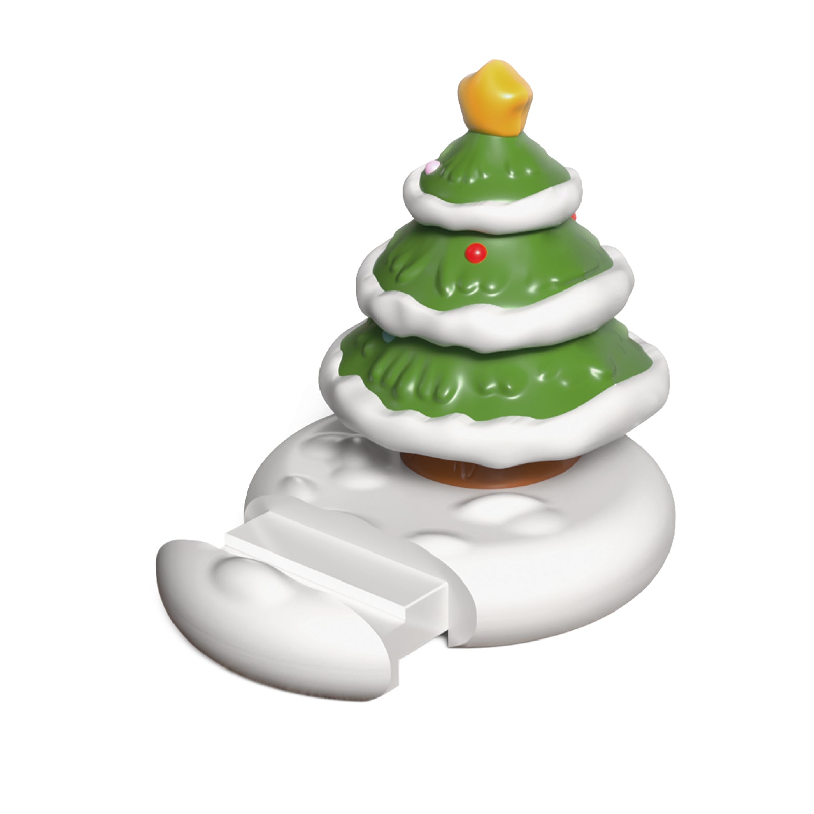 Mobile phone stand with sliding slot and festive Christmas tree design