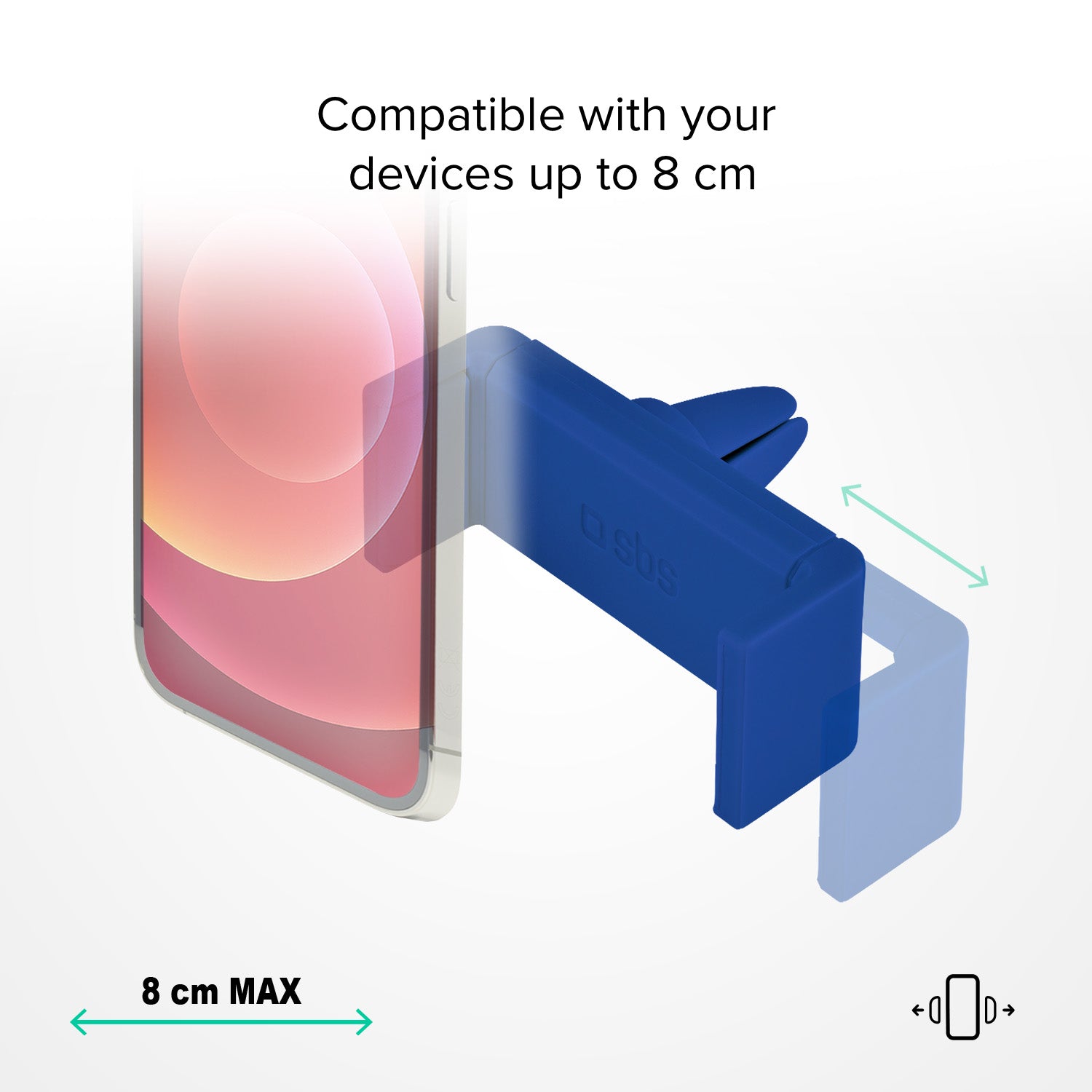 Support de voiture pour smartphones jusqu'à 80 mm