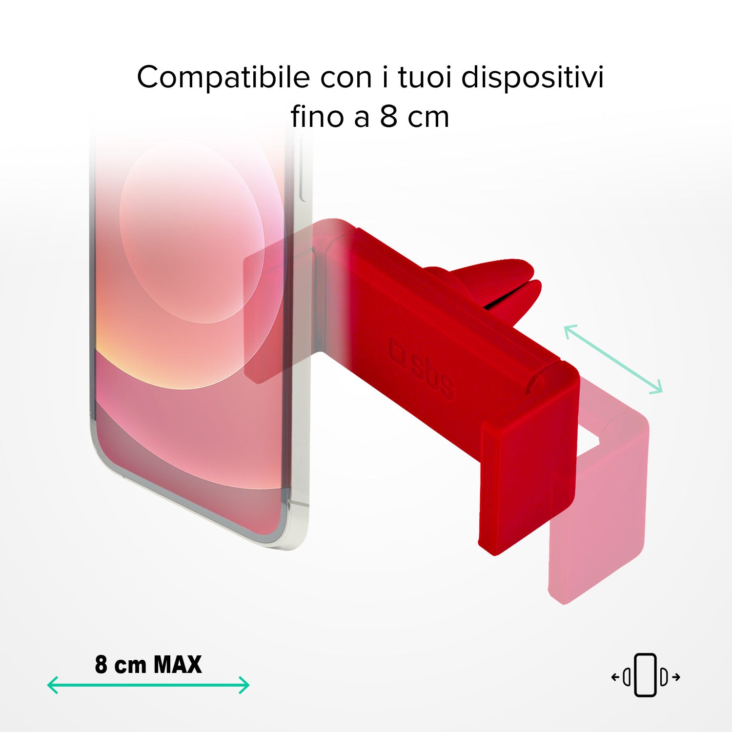 Support de voiture pour smartphones jusqu'à 80 mm