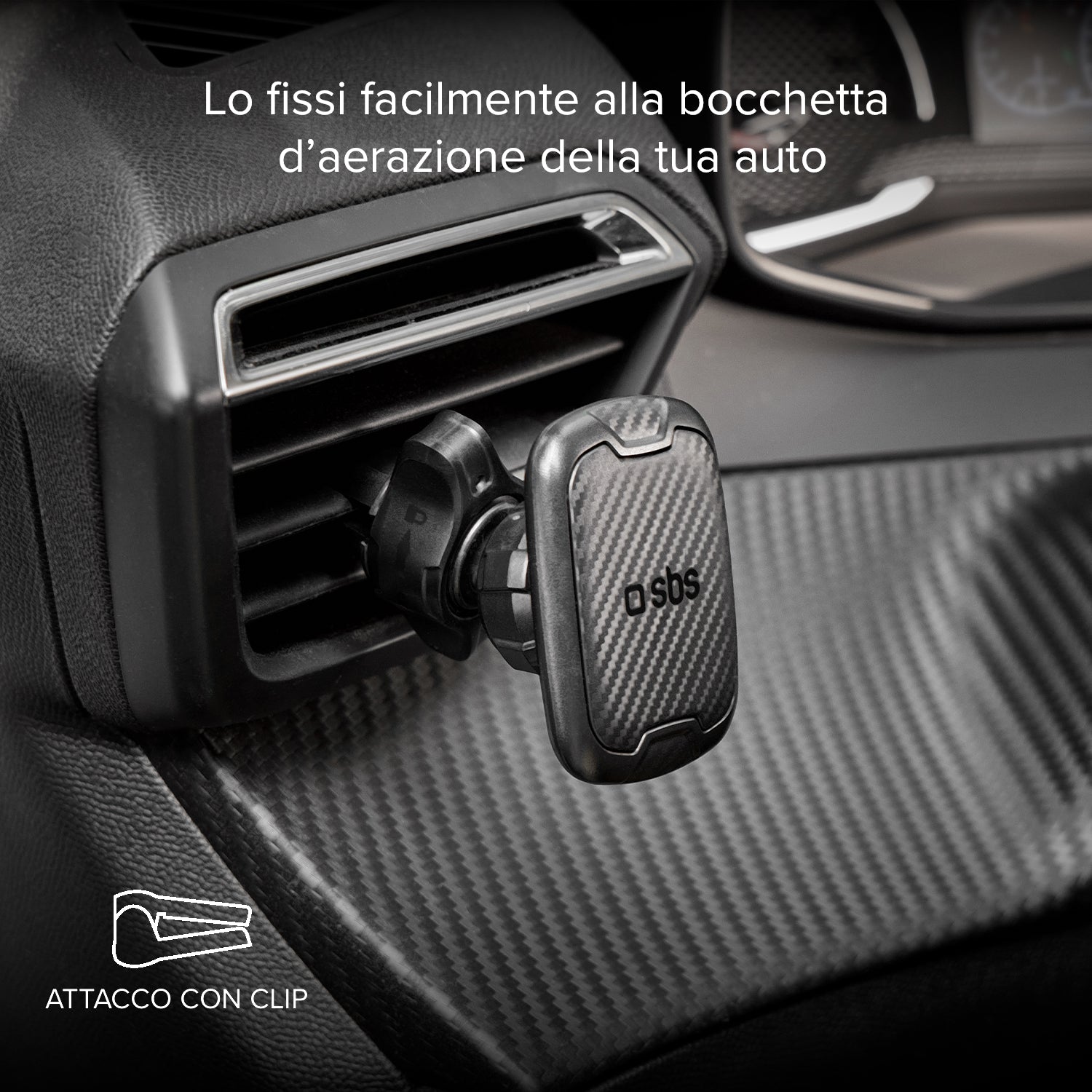 Nevada - Supporto auto magnetico per telefono con fissaggio a clip