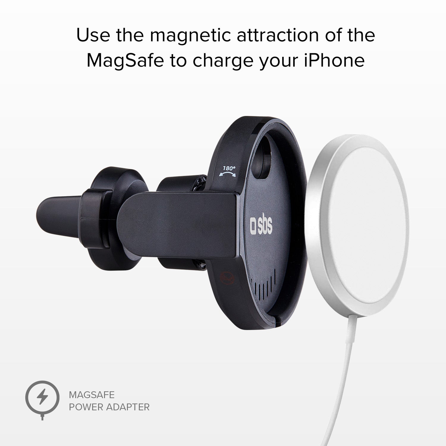 Support de voiture compatible avec chargeur Magsafe