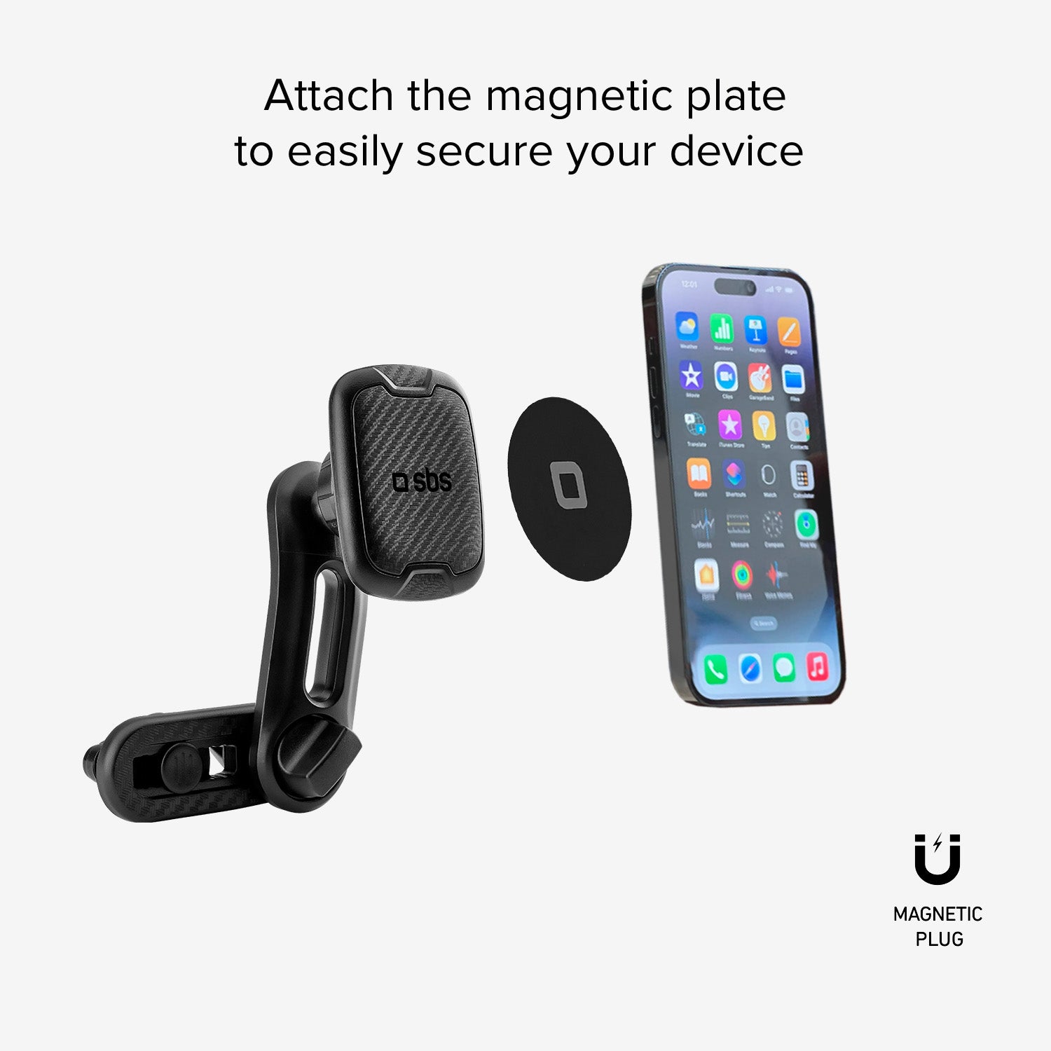 Support magnétique avec double clip pour grille d'air